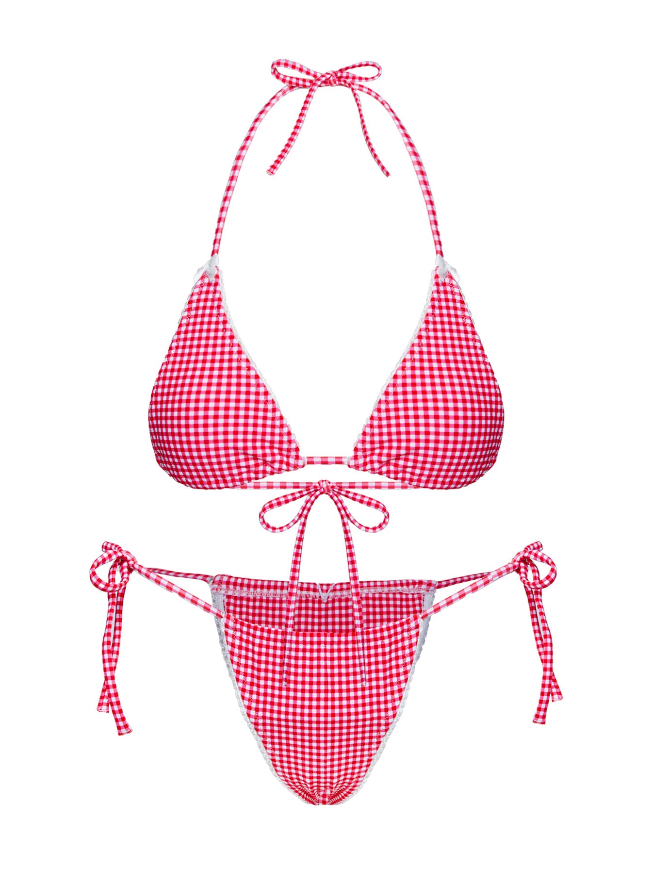 City Of Palms Triangle Bikini Top Red Gingham、mySite、solidvoid