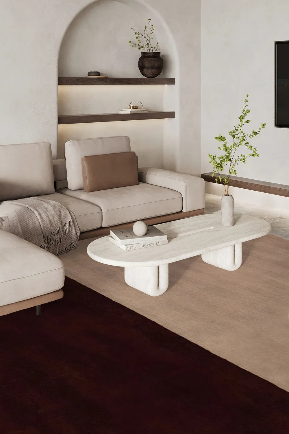 Brown and Tan Color Block Hand Tufted Wool Rug、mySite、gigharbornorthrealestate