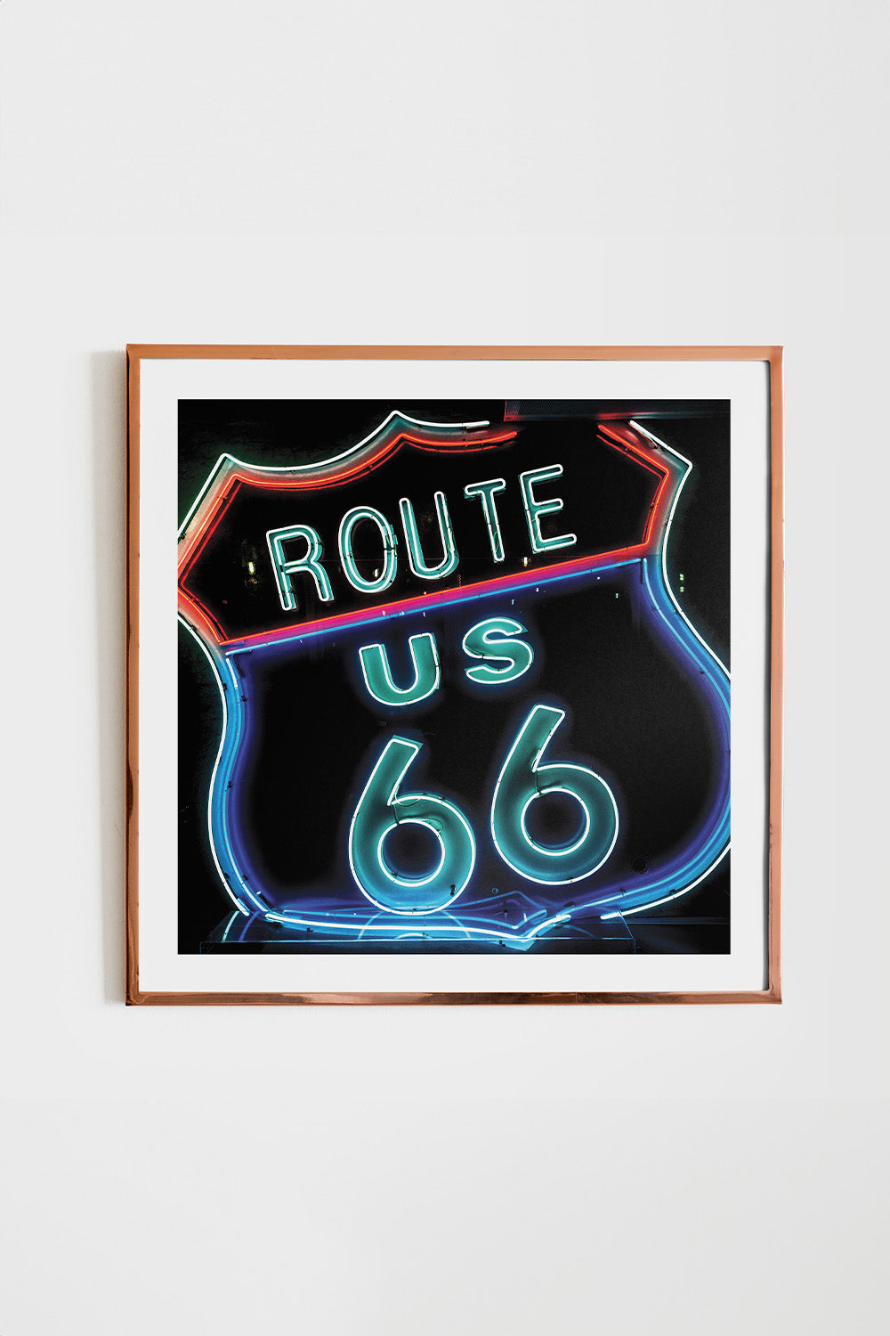 Neon Route 66 Americana Square Art Print、mySite、gigharbornorthrealestate