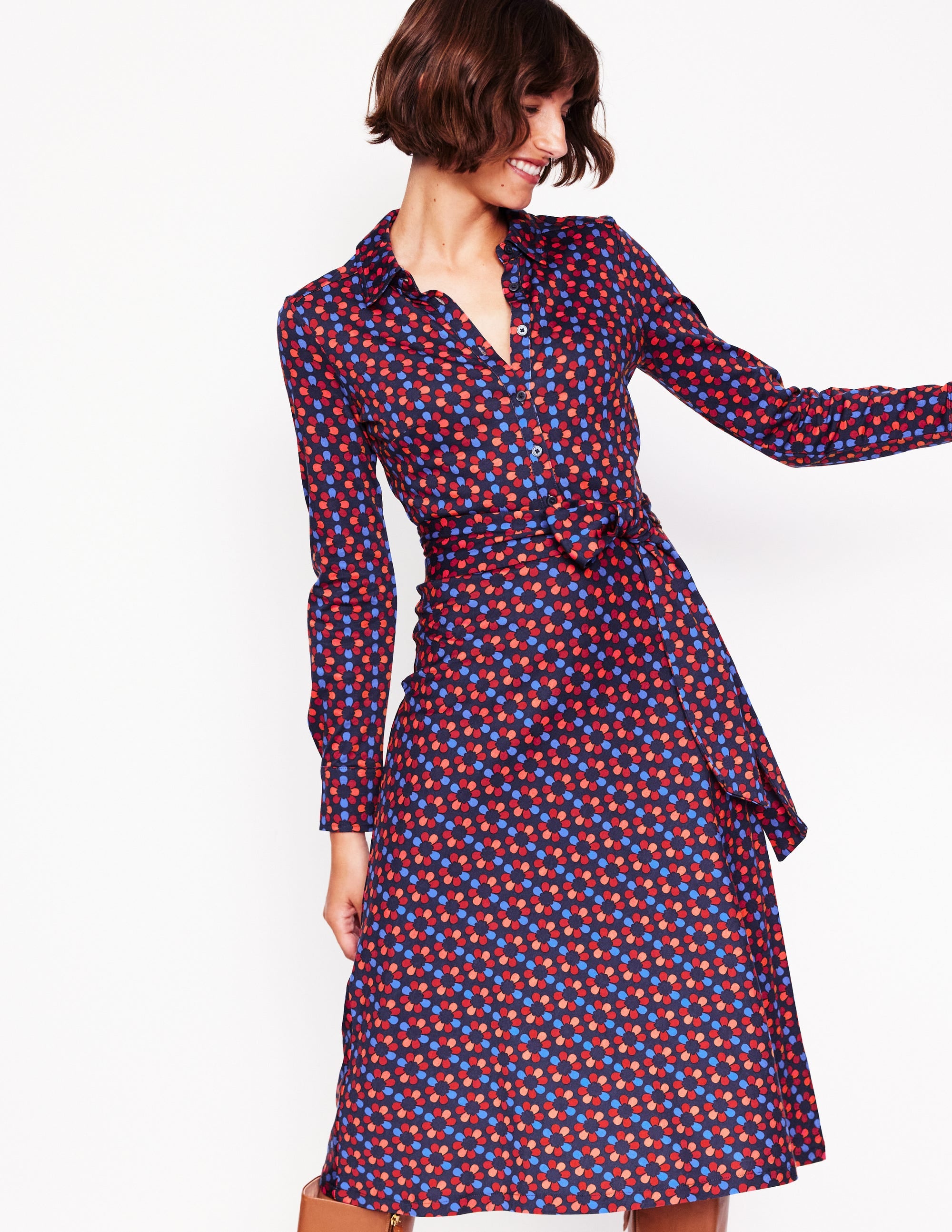  Laura Jersey Midi Shirt Dress-Bright Pink, Structured Petal、mySite、ashleygrahame