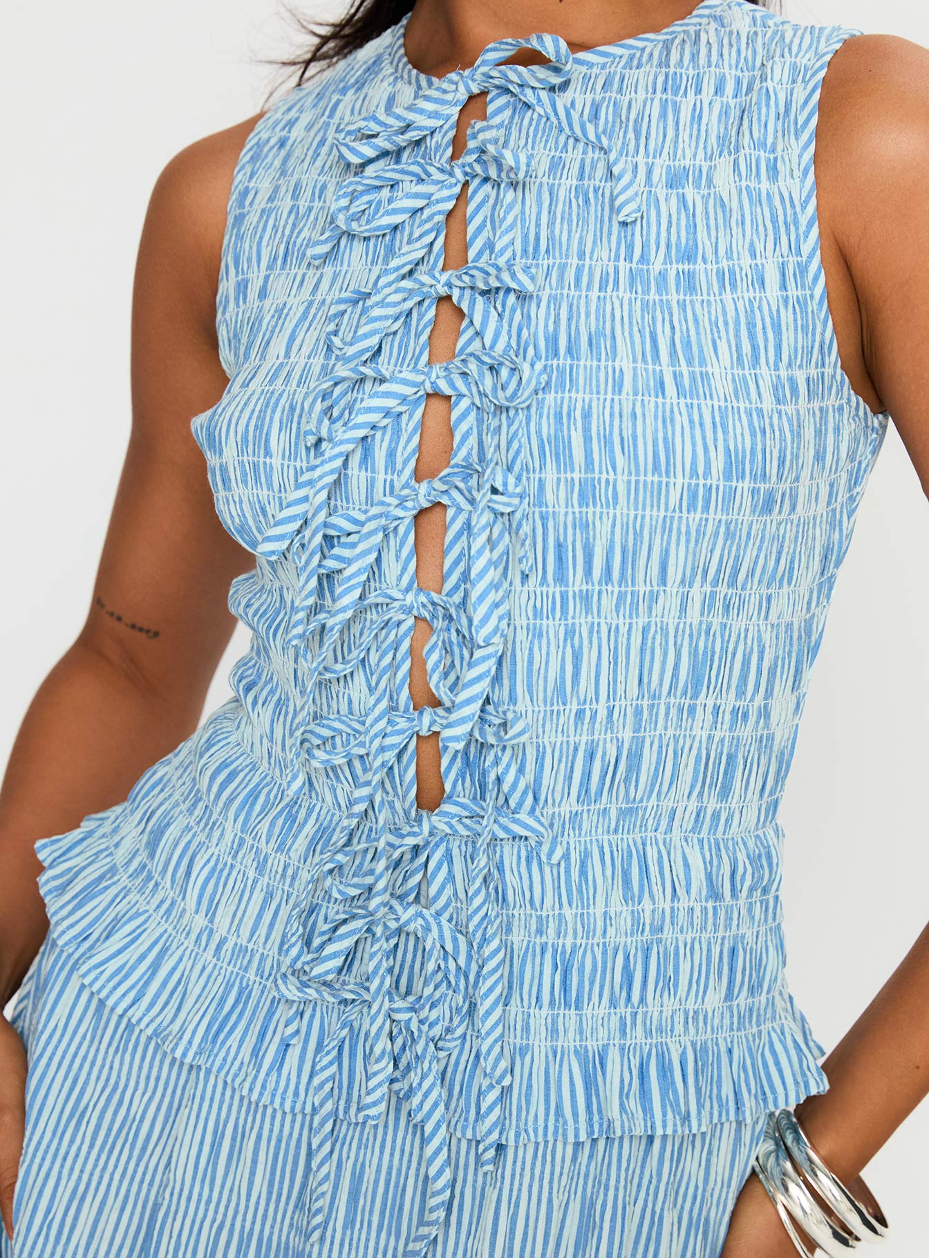 Songbird Shirred Maxi Dress Blue、mySite、solidvoid