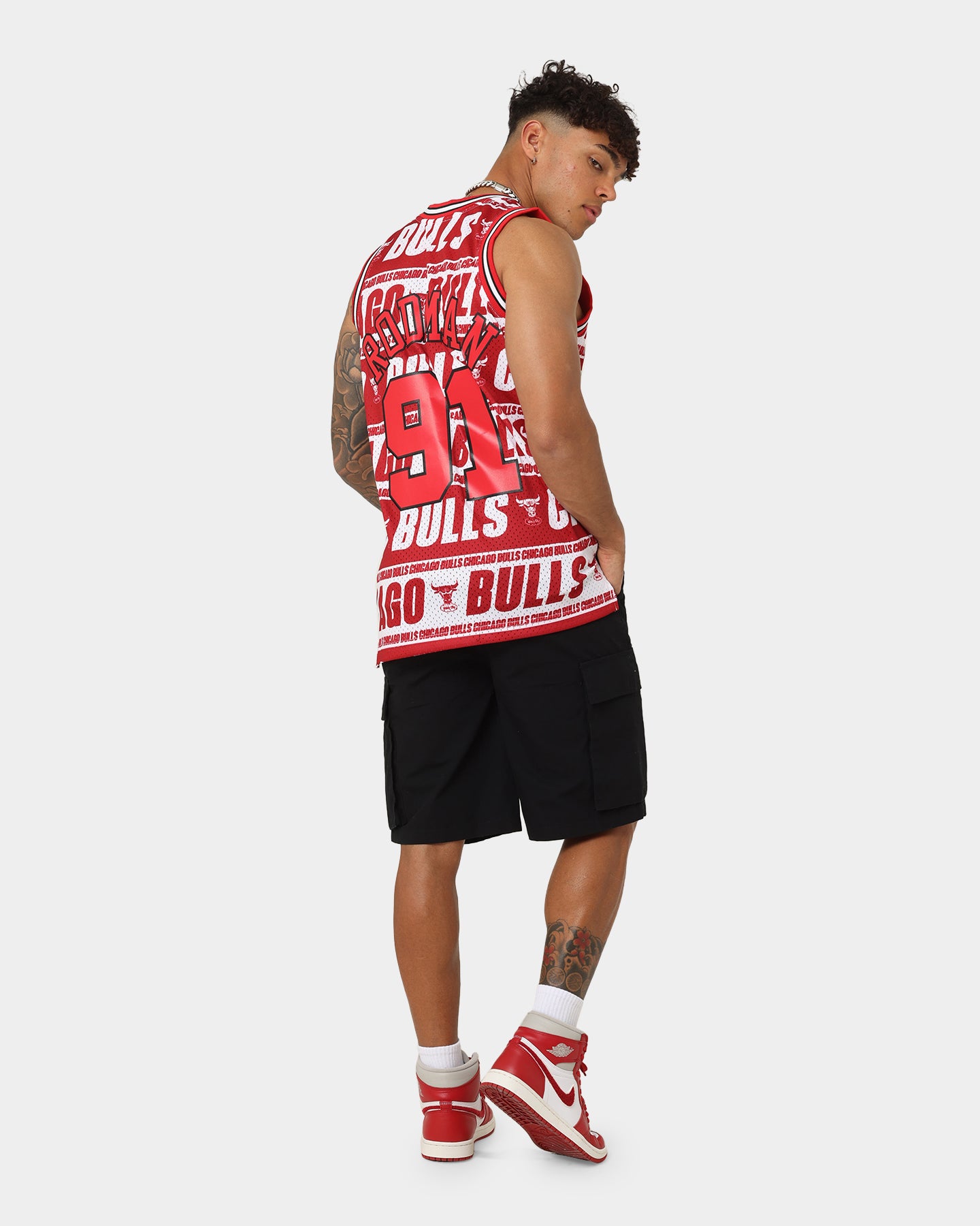 Mitchell & Ness Dennis Rodman Chicago Bulls 1997 Team Wrap Logo Jersey Red、mySite、zt4zffjzw