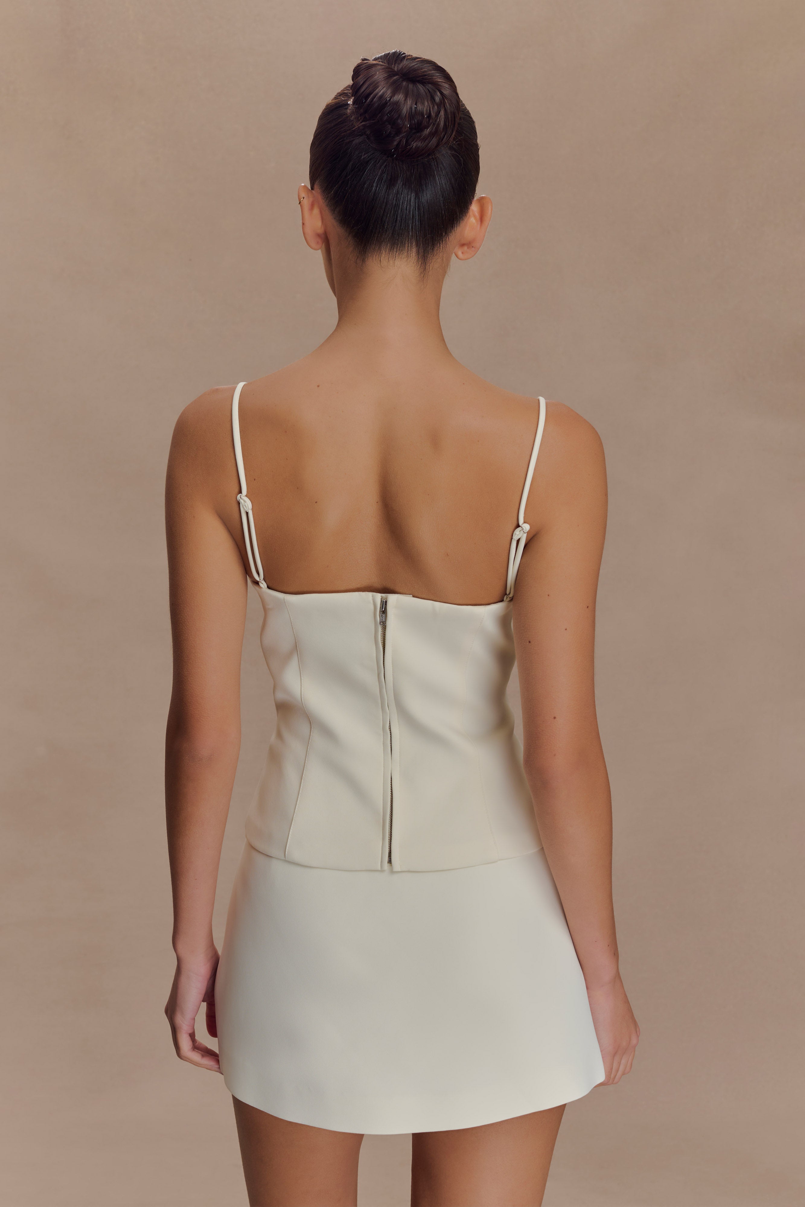 Jaime Spaghetti Strap Suiting Top - Ivory、mySite、solidvoid