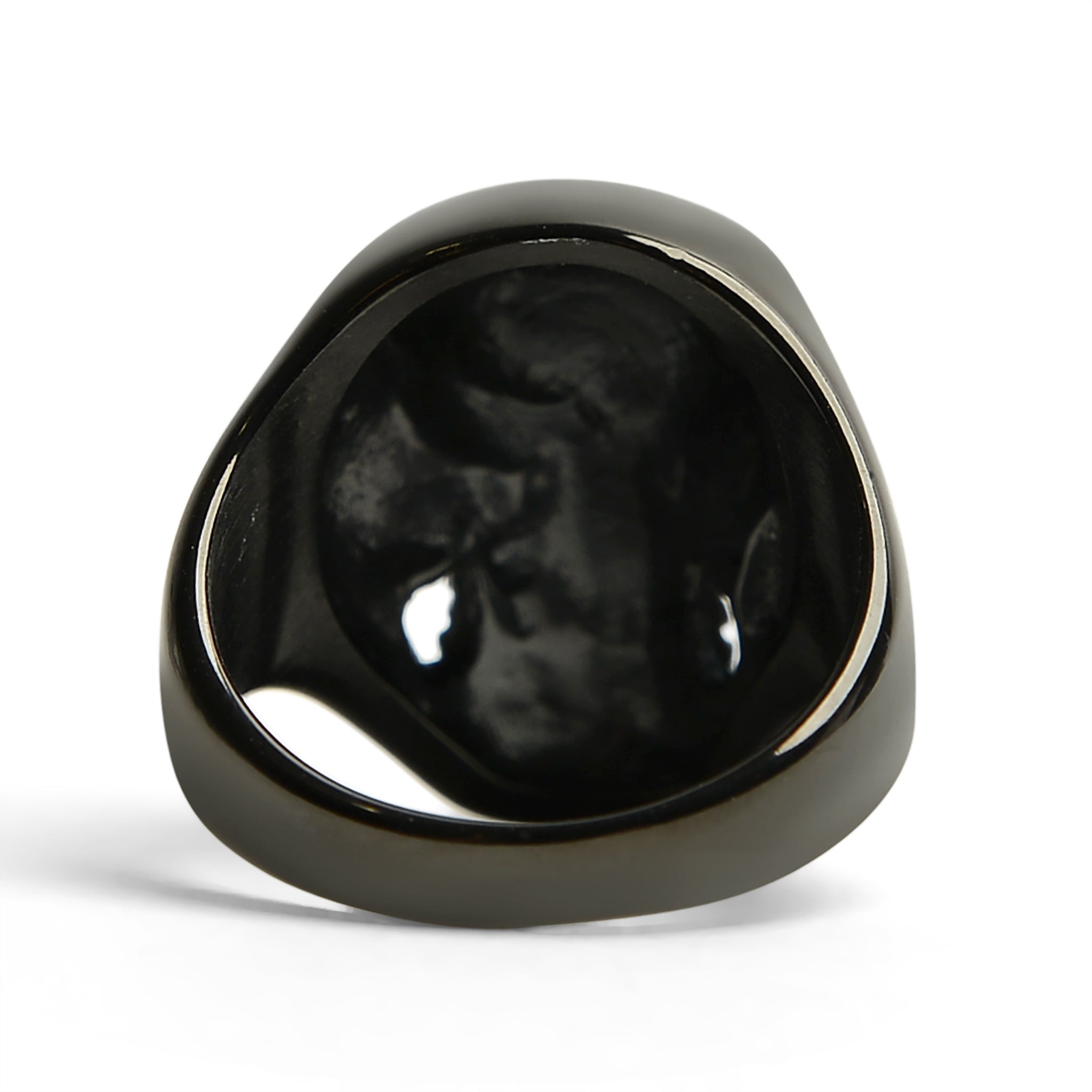 Stainless Steel Red CZ Eyed Black Skull Ring / SCR4065、mySite、dreamappss