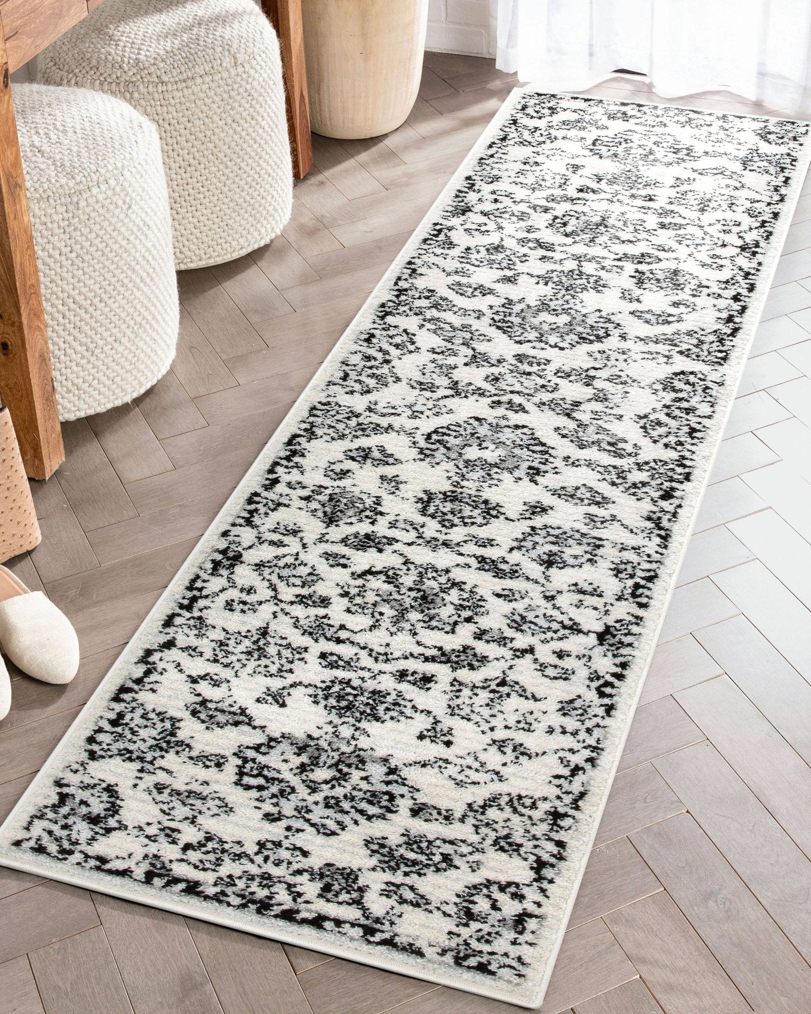 Palace Persian Oriental Botanical Ivory Grey High-Low Rug、mySite、gigharbornorthrealestate