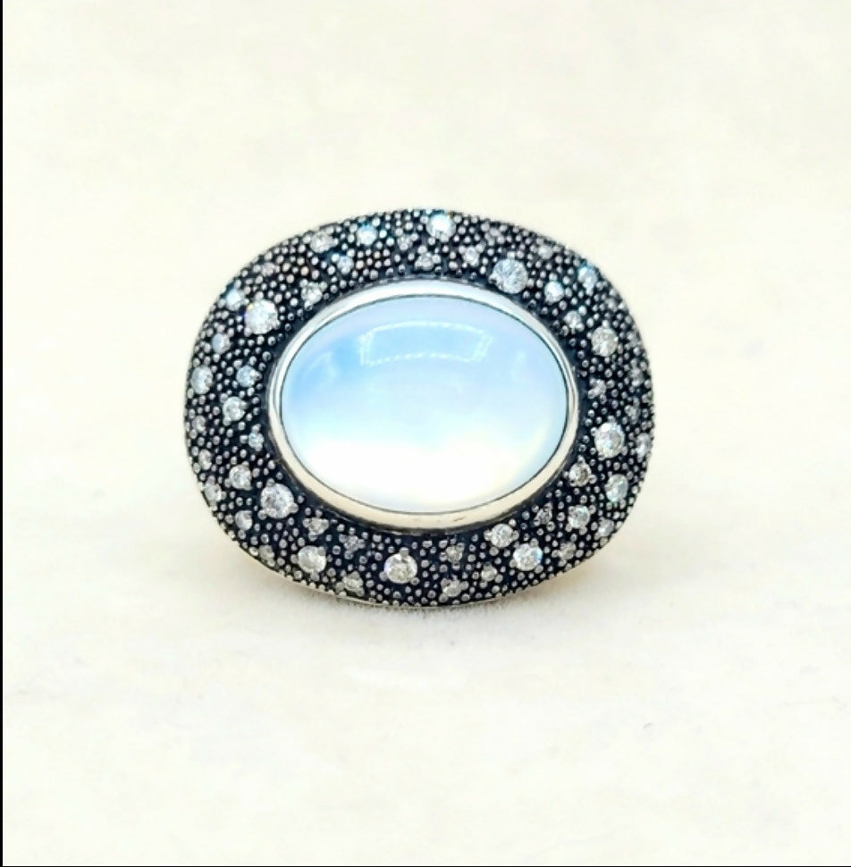 David Yurman Large Midnight Melange Ring 鈥?Moon Quartz、mySite、hinf8tx79