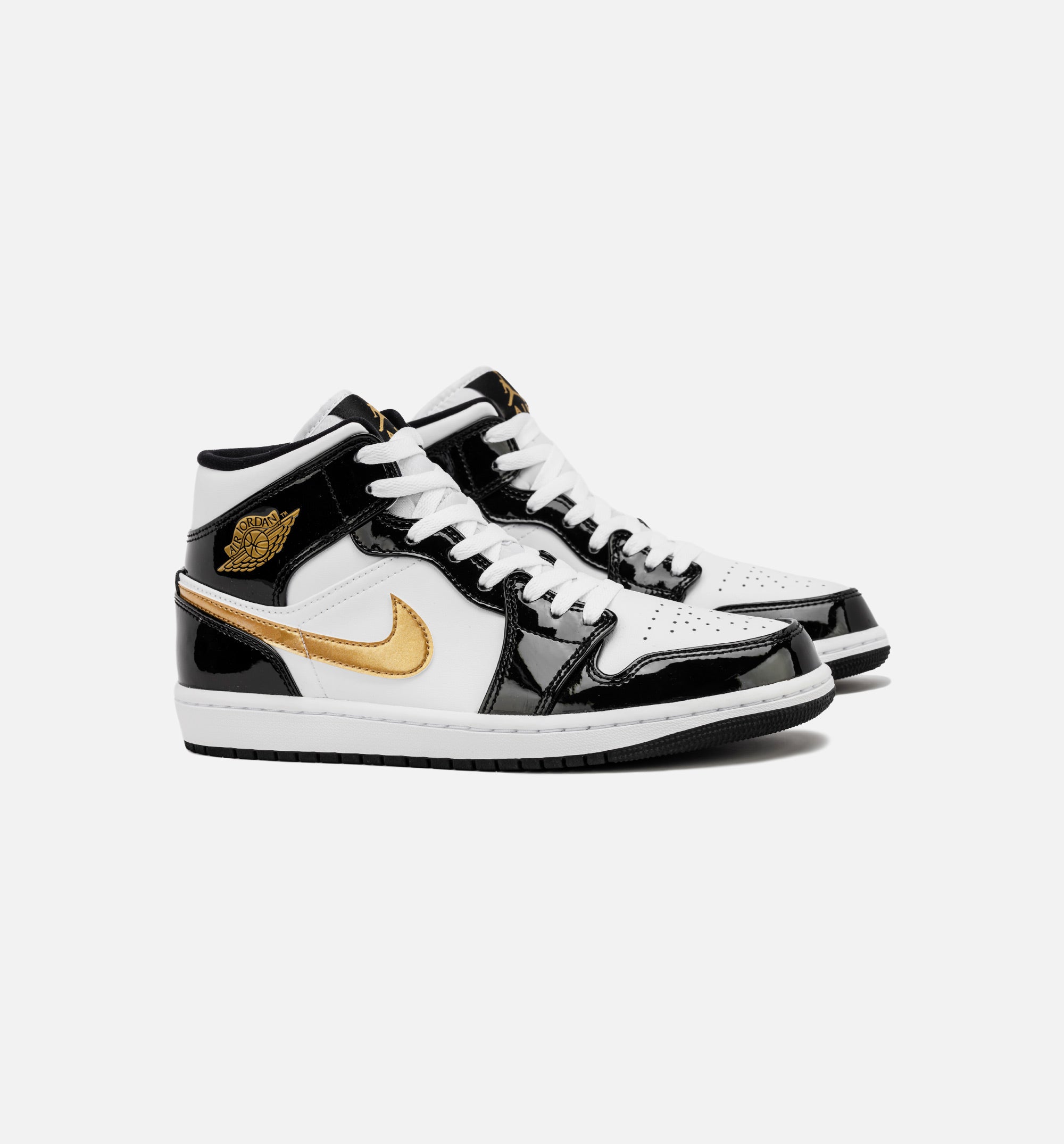 Air Jordan 1 Retro Mid SE Patent Black Gold Mens Lifestyle Shoe - Black/Gold、mySite、dreamappss