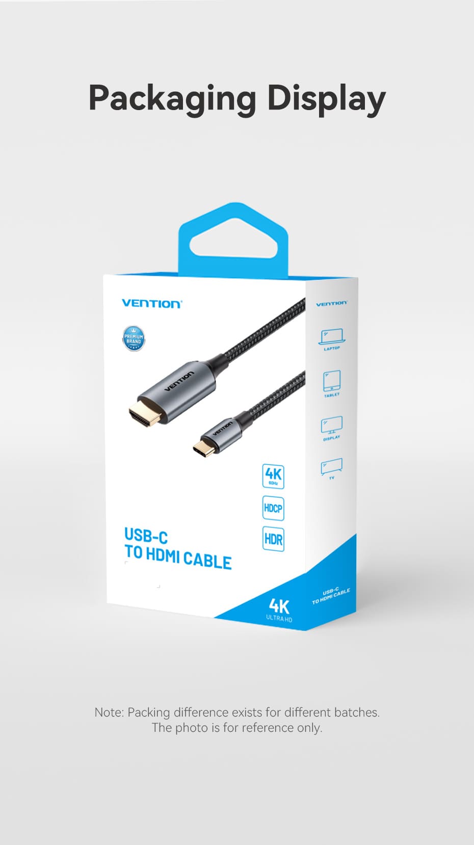 Cotton Braided USB-C to HDMI-A 4K HD Cable