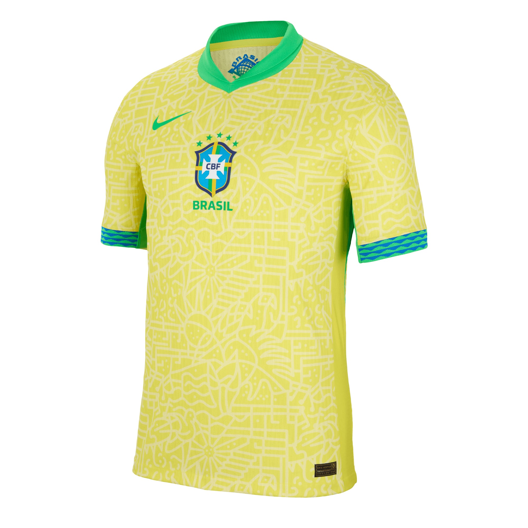 Nike Men's Brazil 2024/25 Dri-FIT ADV Home Jersey Yellow/Green、mySite、noshort