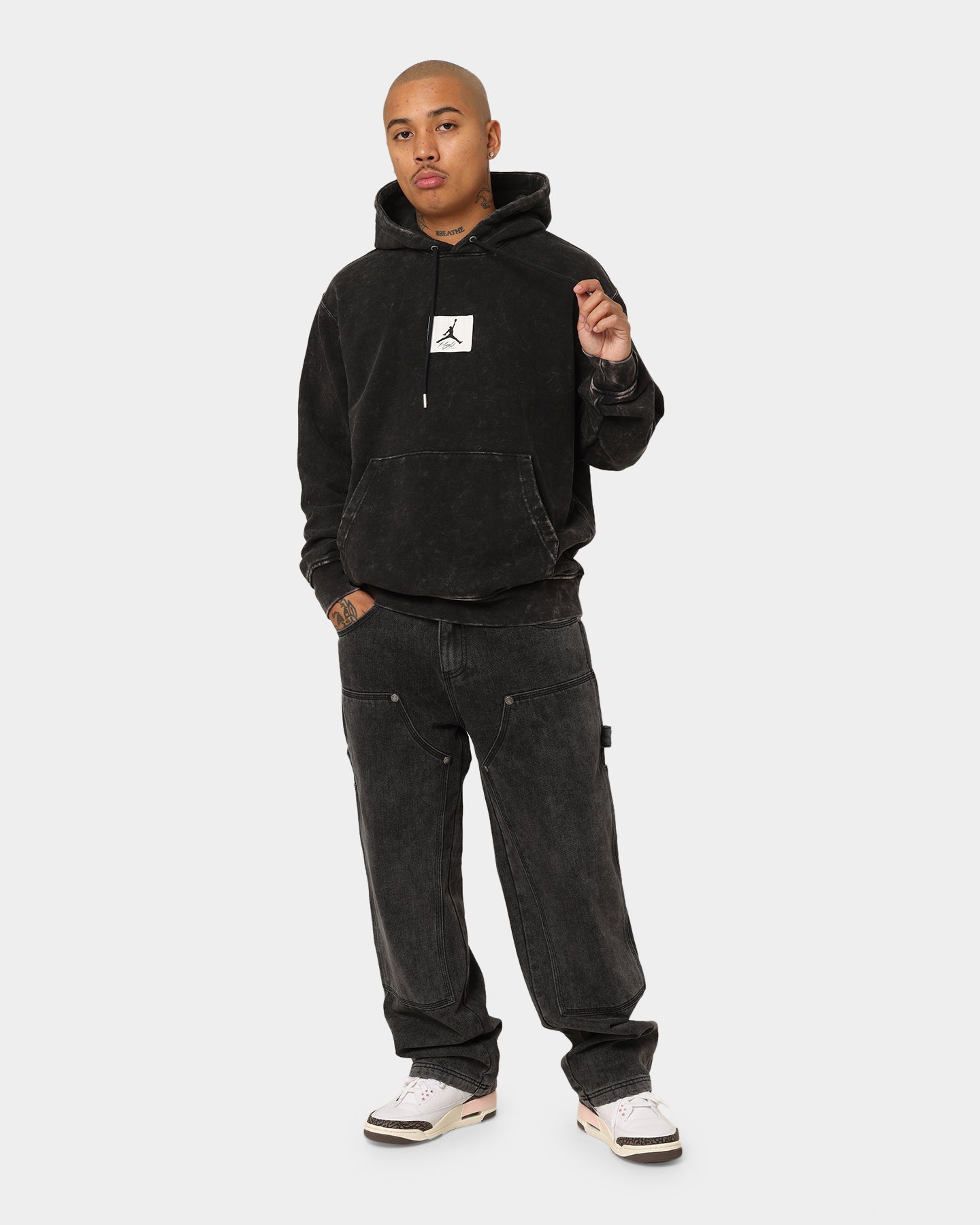 Jordan Essential Statement Washed Fleece Hoodie Black、mySite、zt4zffjzw