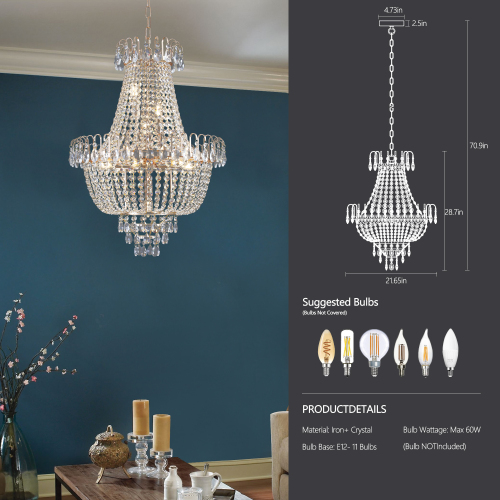 (Same as W1340P143189)Gold Crystal Chandeliers,Large Contemporary Luxury Ceiling Lighting for Living Room Dining Room Bedroom Hallway (Without Bulb)、、eastwooduniform