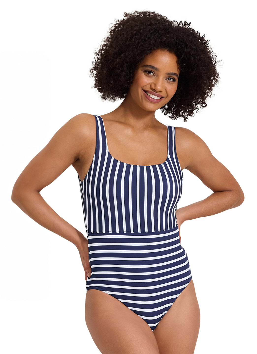 Tommy Bahama Women's Coastline Stripe Reversible Tank One Piece Swimsuit、mySite、noshort