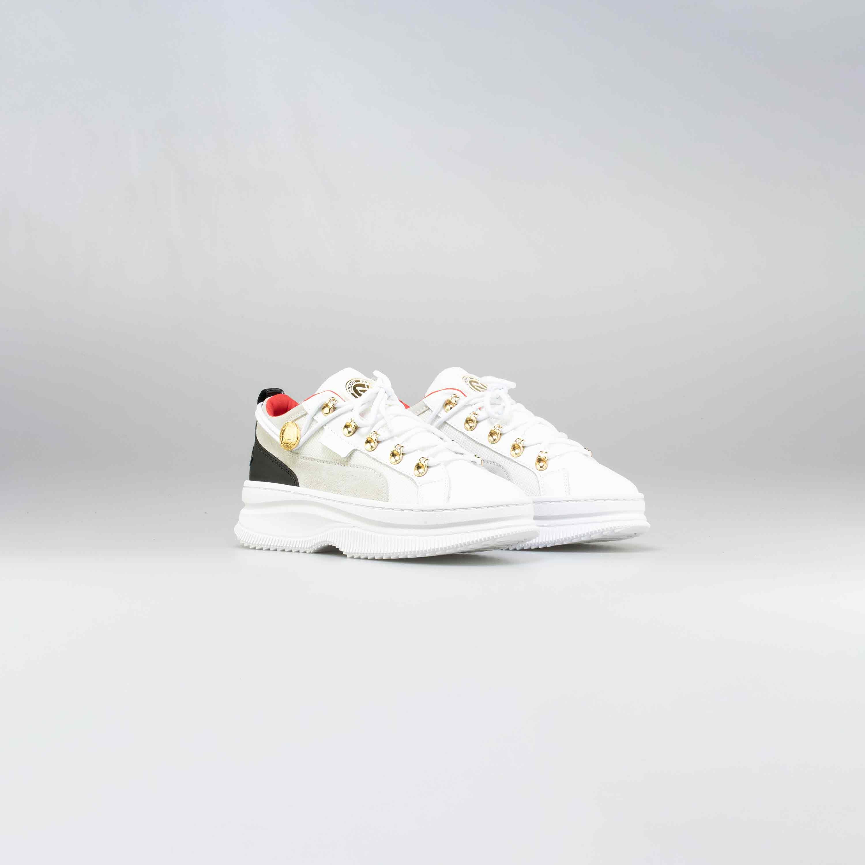 Balmain X Puma Deva Womens Lifestyle Shoe - White/Black-Red-Gold、mySite、dreamappss