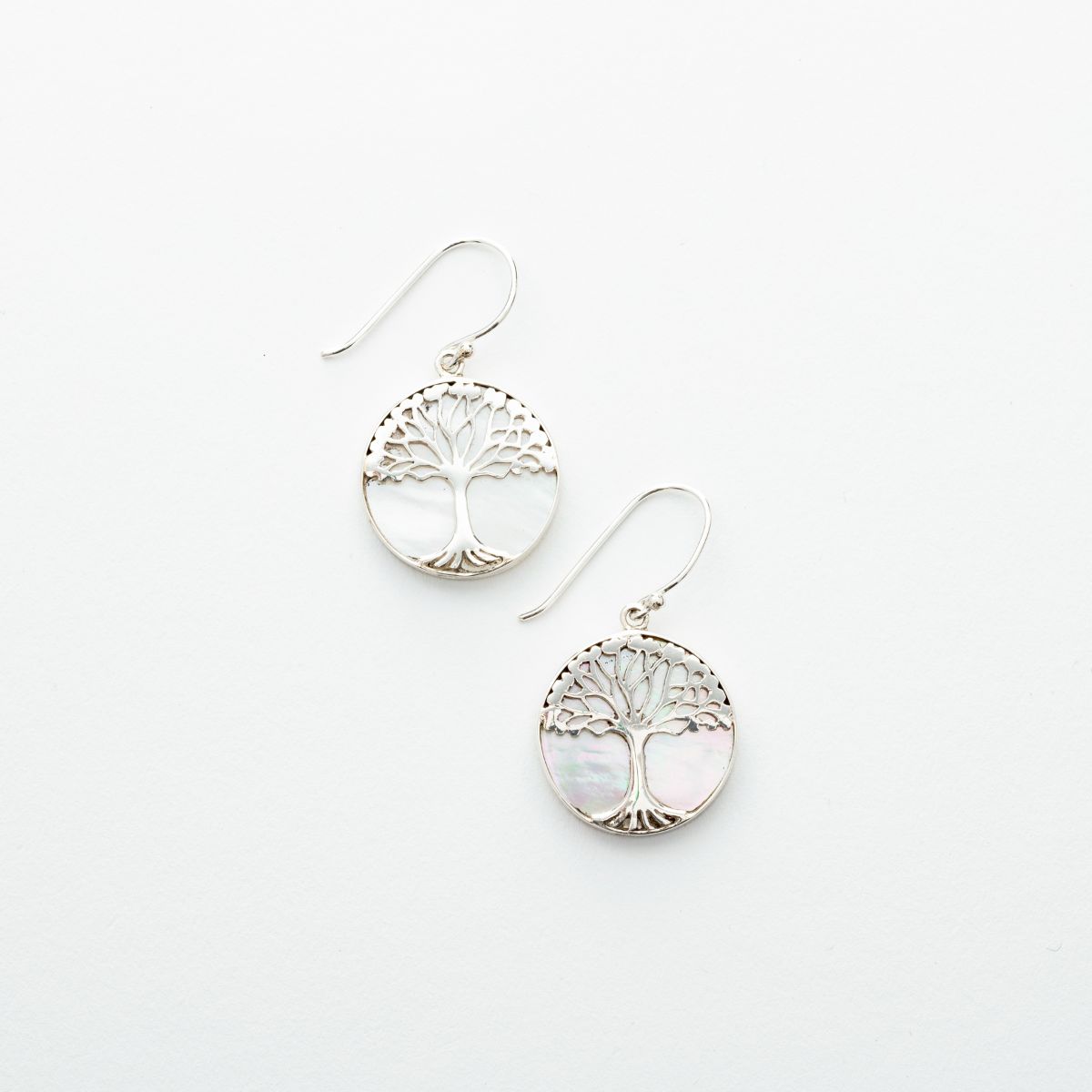 Tree of Life Mother of Pearl Dangle Earrings in Sterling Silver、mySite、topwebapps
