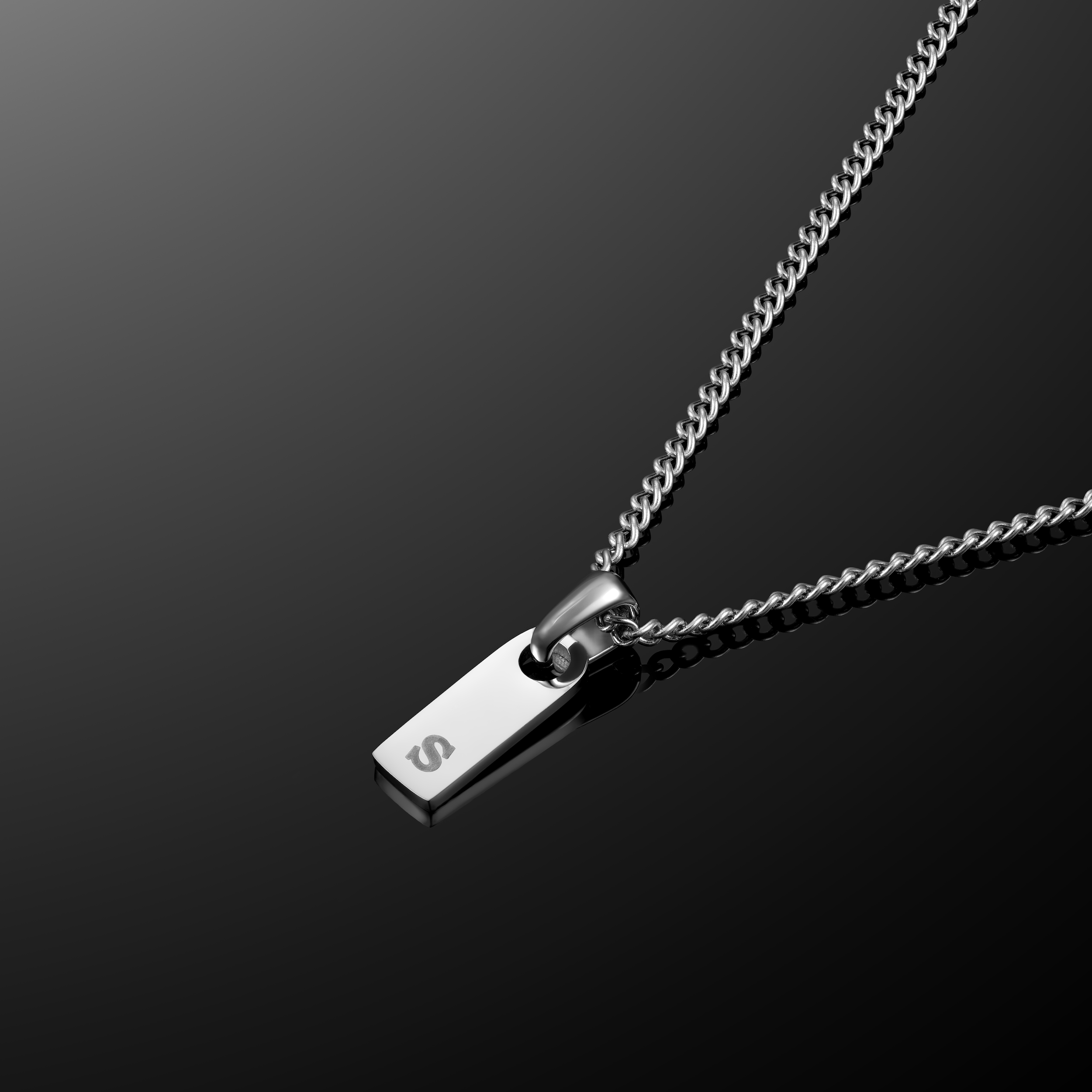 Initial Tag Necklace - Silver、mySite、botmansion