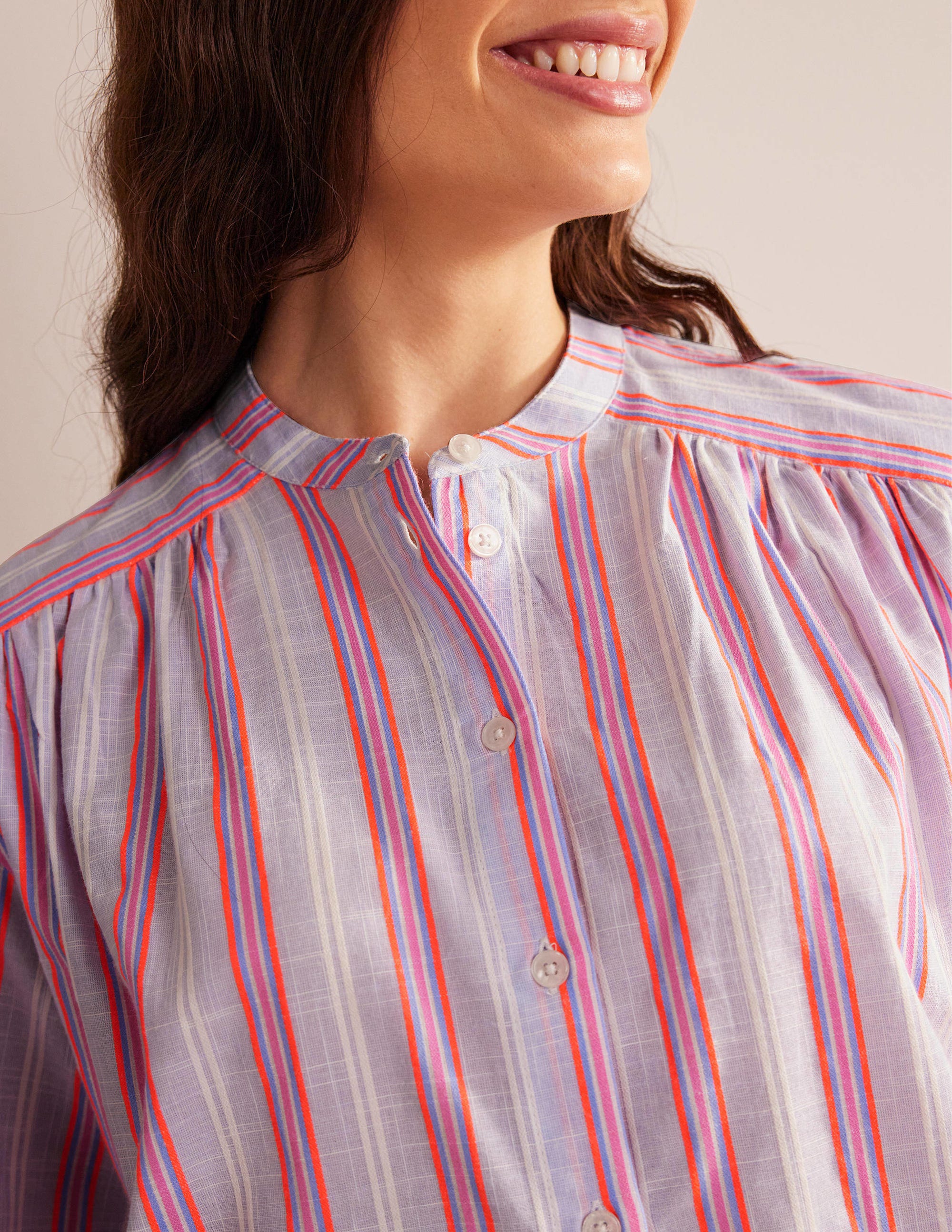  Oversized Blouson Sleeve Shirt-Blue and Watermelon Punch、mySite、ashleygrahame