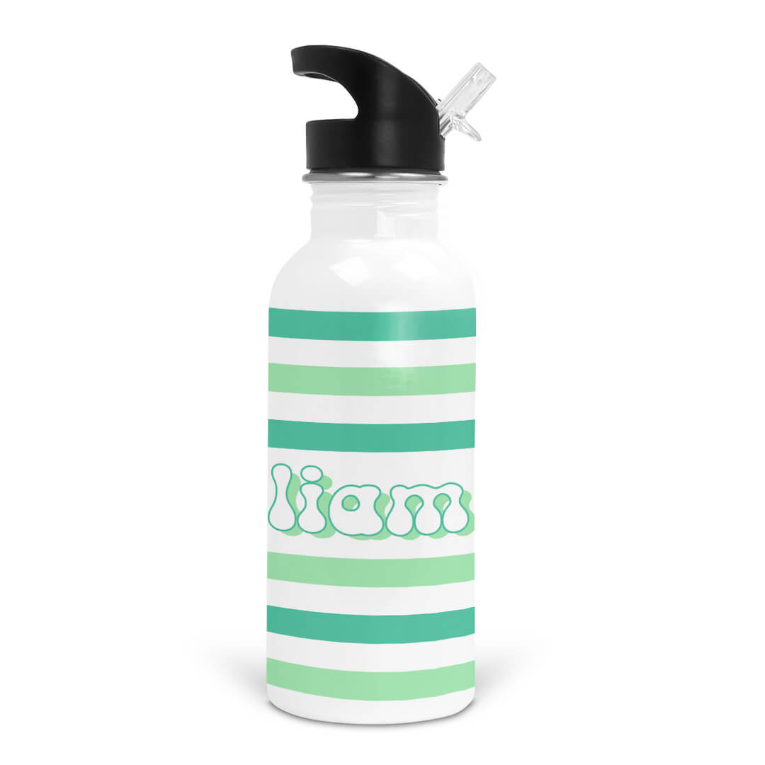  Green Stripes Personalized Kids Water Bottle、mySite、layawaytickets