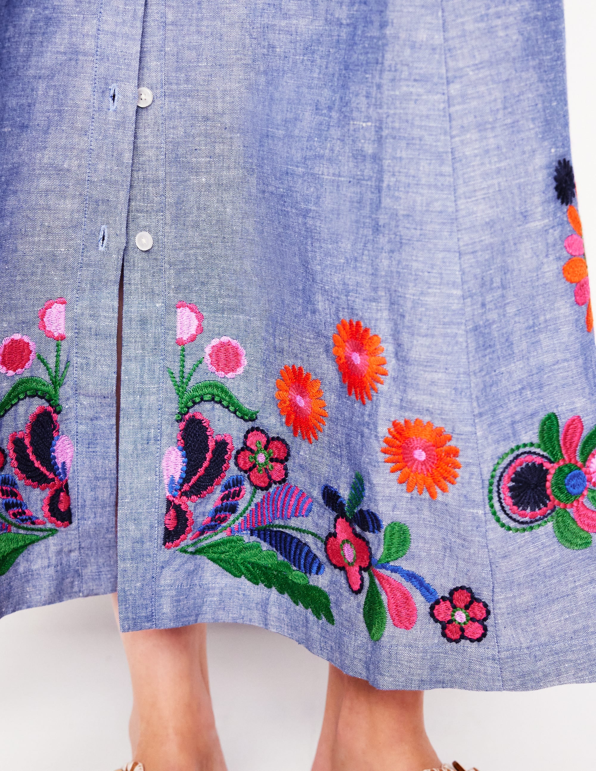  Clara Linen Blend Shirt Dress-Blue Chambray, Embroidered、mySite、ashleygrahame