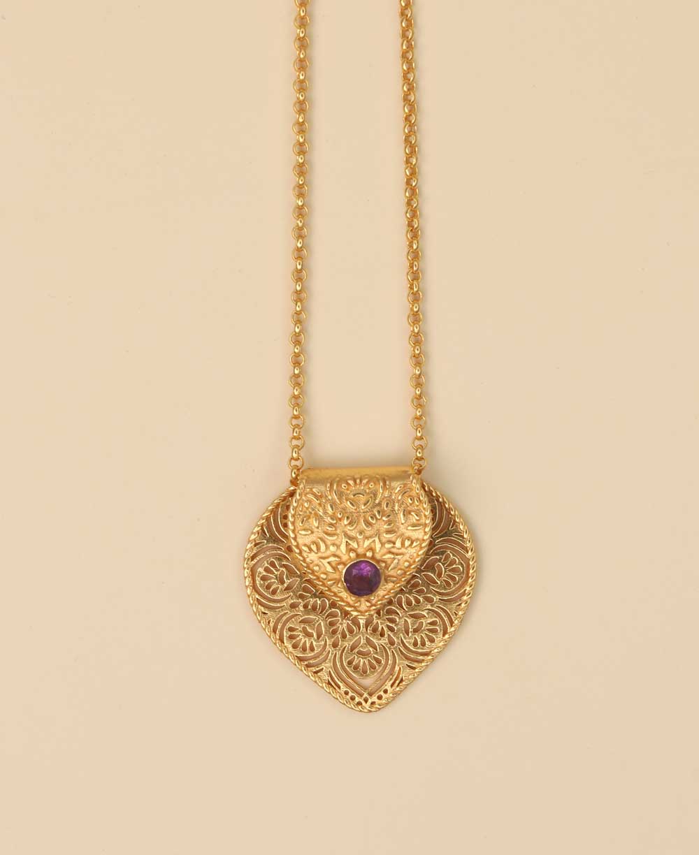 Birthstone Gemstone Gold Plated Brass Lotus Petal Mandala Necklace、mySite、topwebapps