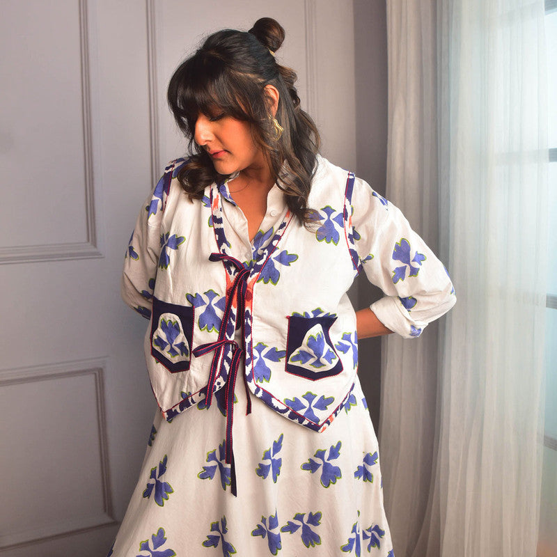 Cotton Reversible Top For Women | Floral Block Print | White、mySite、camillekostekn