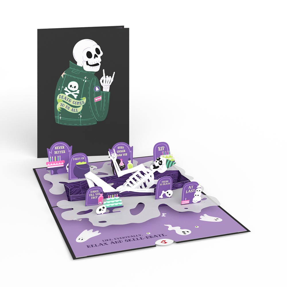 Relax and Skele-brate Skeleton Birthday Pop-Up Card、mySite、solidvoid