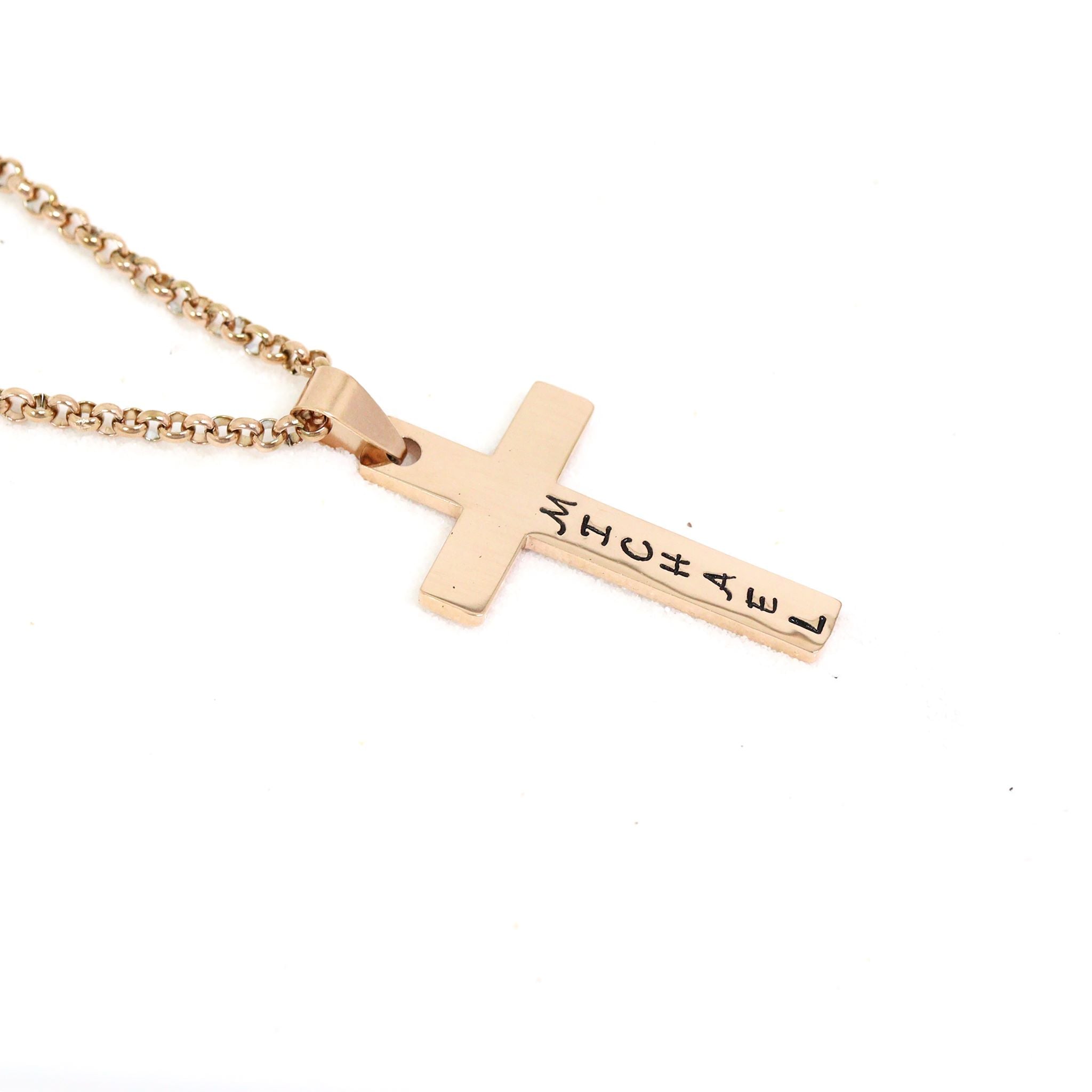 18K Gold PVD Stainless Steel Cross Pendant With Rounded Box Chain / SBB0291、mySite、dreamappss