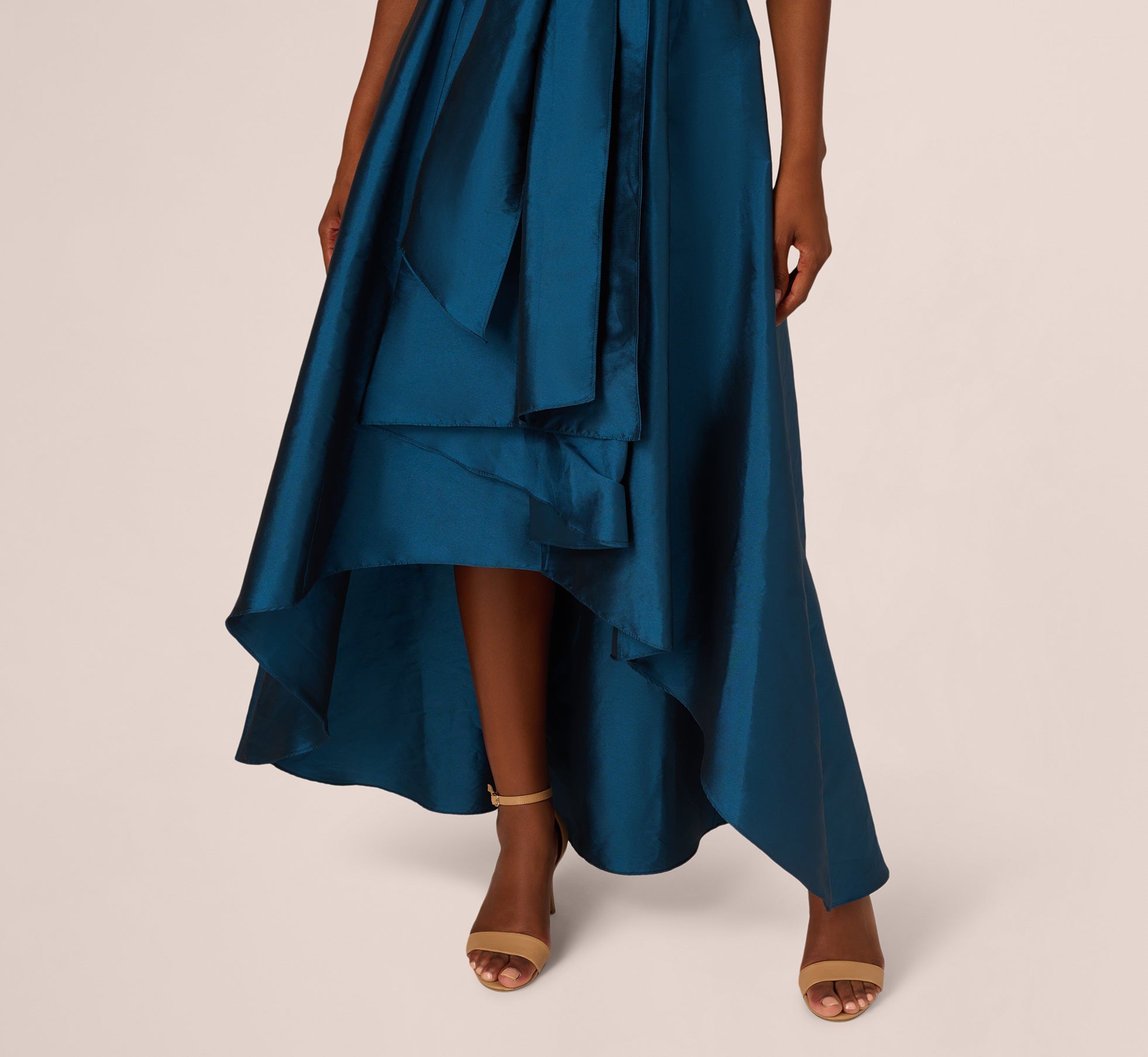 Bead Taffeta High Low Long Dress In Teal Sapphire Gold、mySite、solidvoid