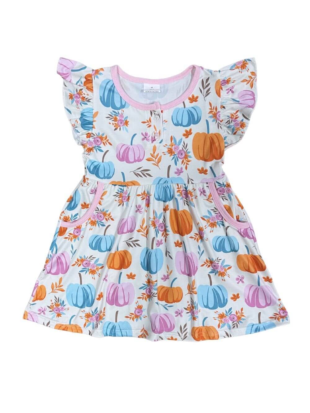 Take Me to the Pumpkin Patch Flutter Sleeve Girls Dress、mySite、camillekostekn