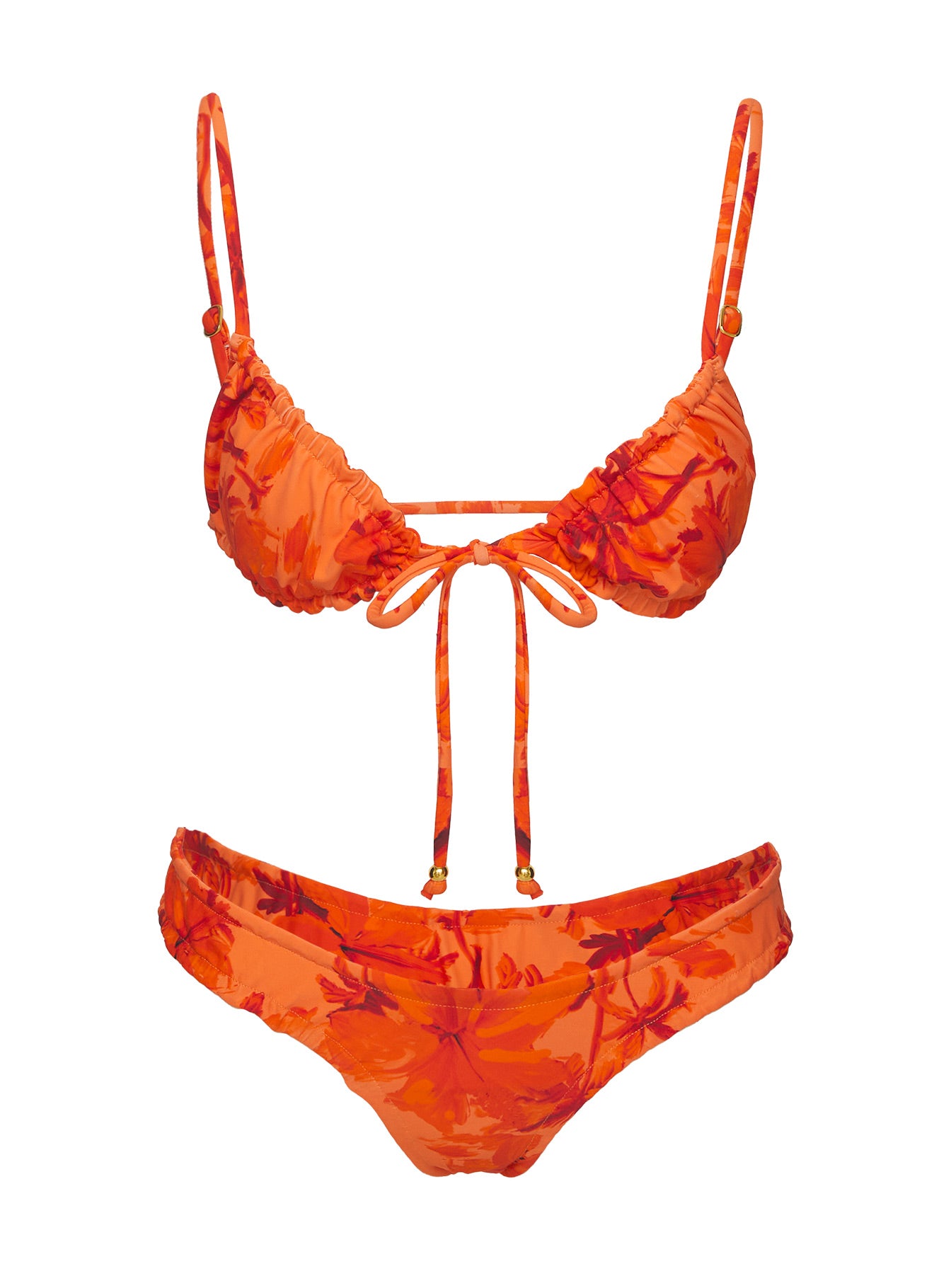 Lelani Ruched Bikini Bottoms Orange Floral、mySite、solidvoid