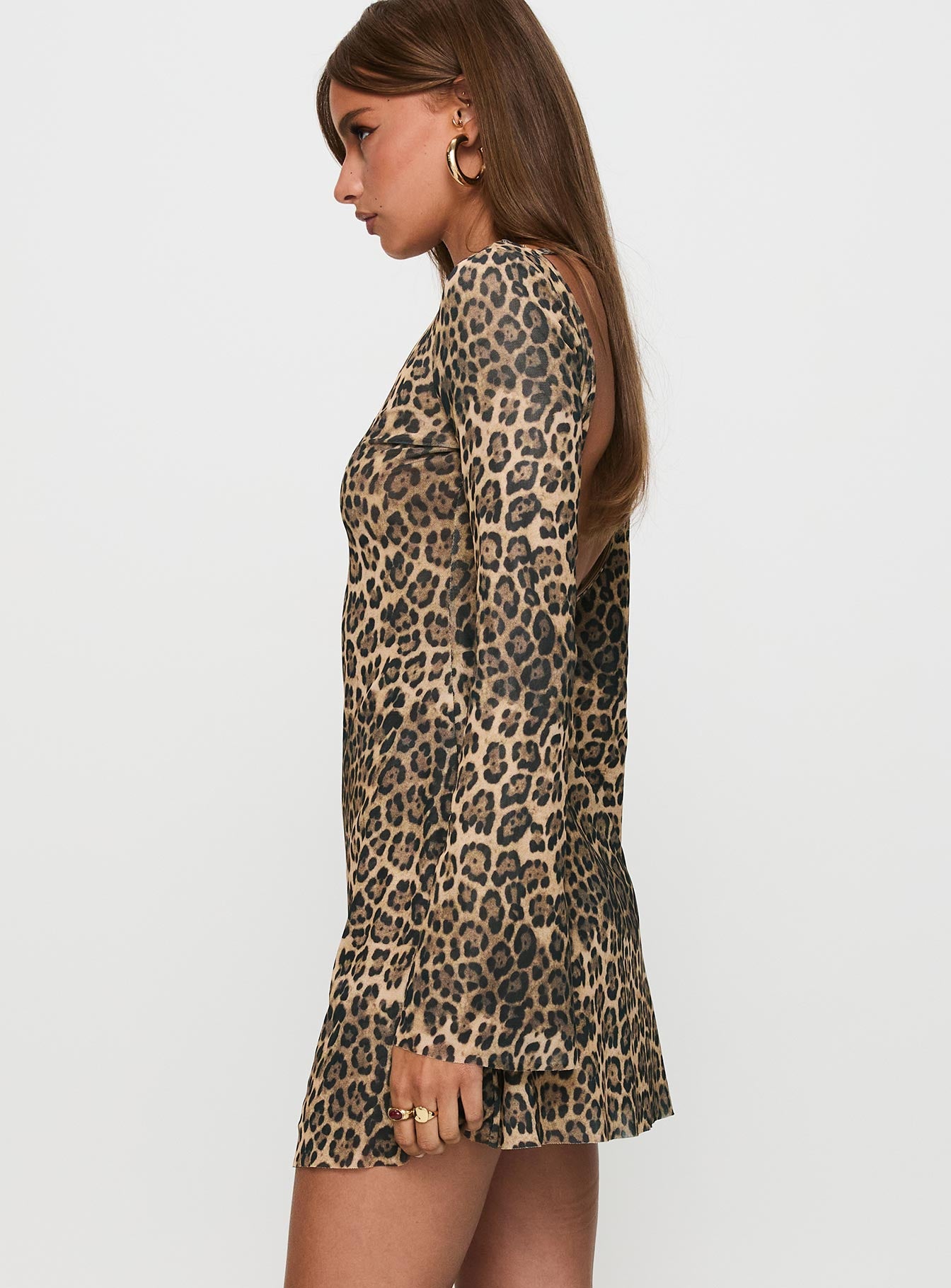 Lukea Long Sleeve Mini Dress Leopard、mySite、solidvoid