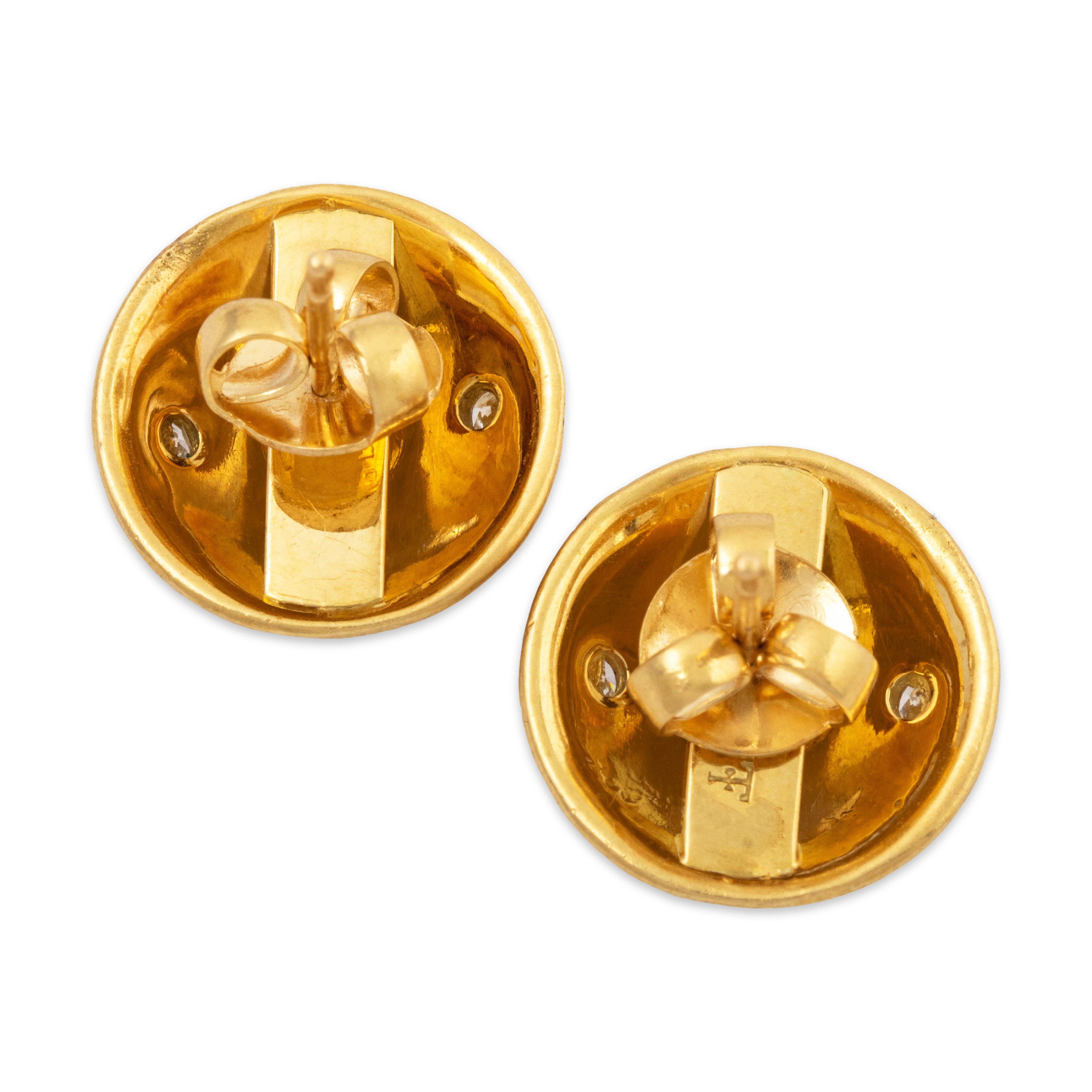 Vintage 18k Yellow Gold Citrine Diamond Stud Earrings、mySite、hinf8tx79