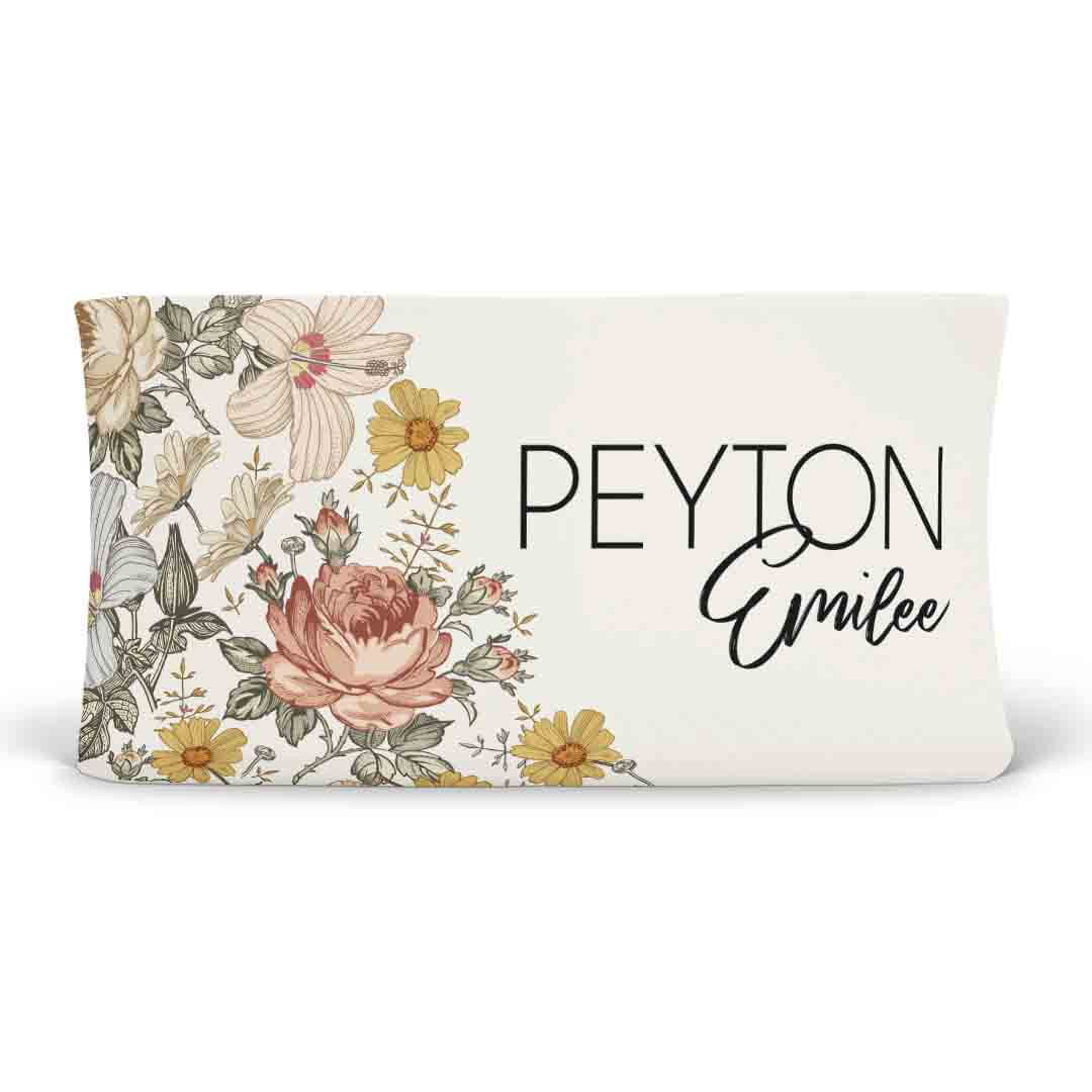  Peyton's Vintage Floral Personalized Changing Pad Cover、mySite、layawaytickets