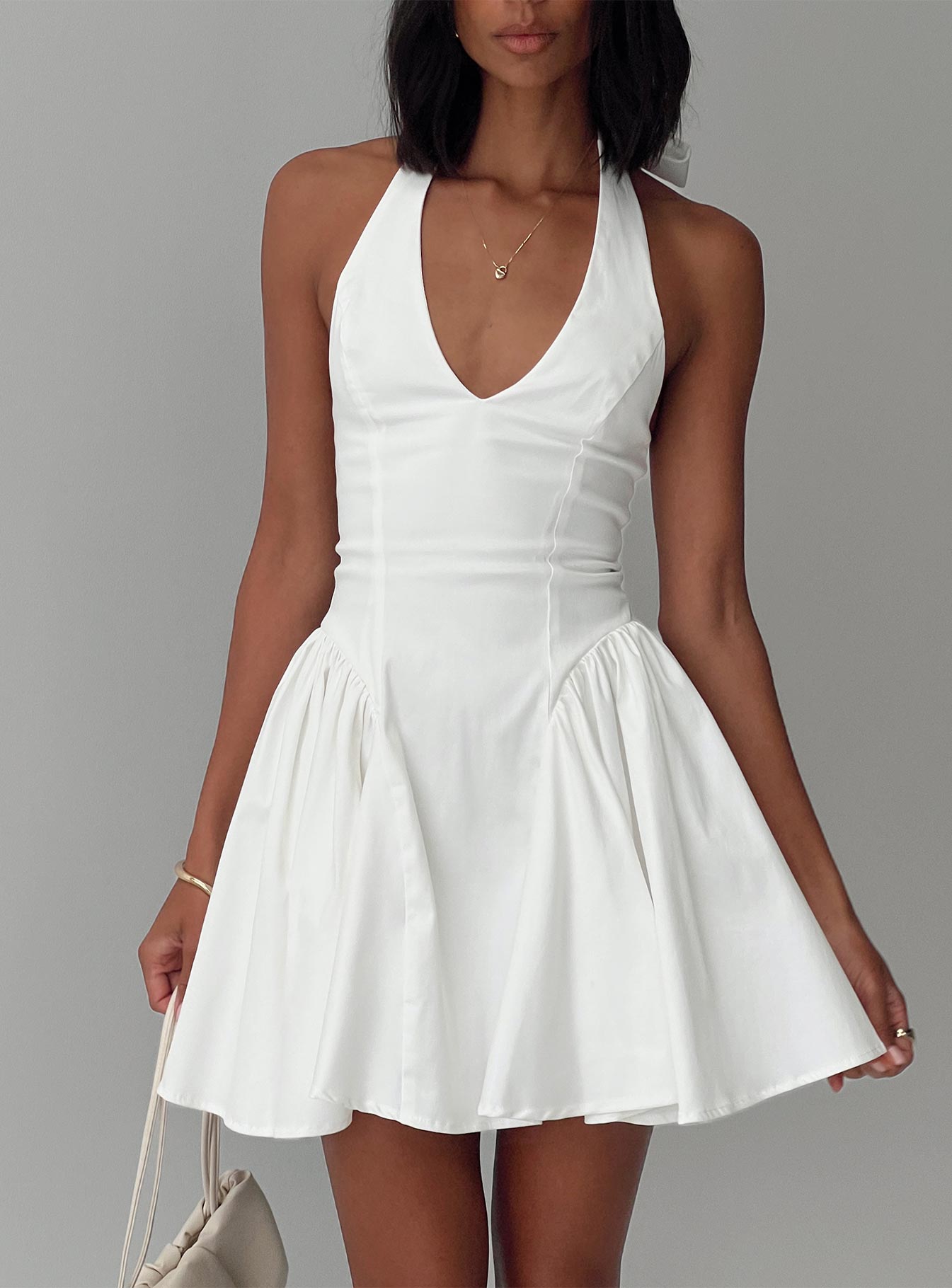 Karisse Halter Mini Dress White、mySite、solidvoid