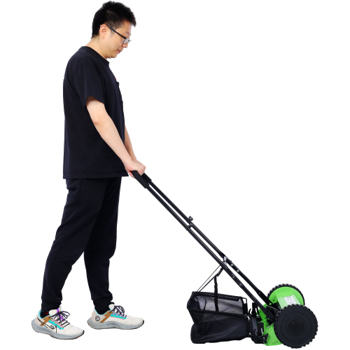 16-Inch 5-Blade Push Reel Lawn Mower with Grass Catcher, GREEN COLOR、、eastwooduniform