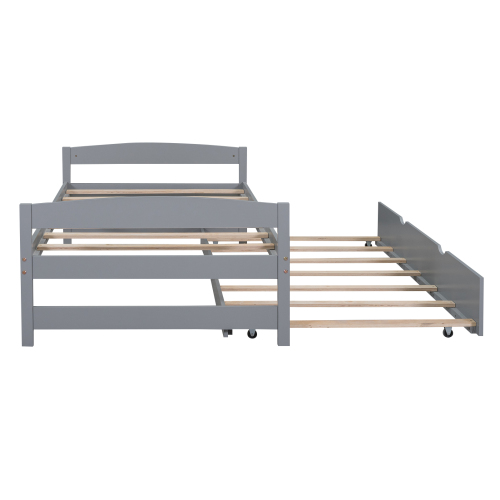 Twin size platform bed, with two drawers, gray、、casual