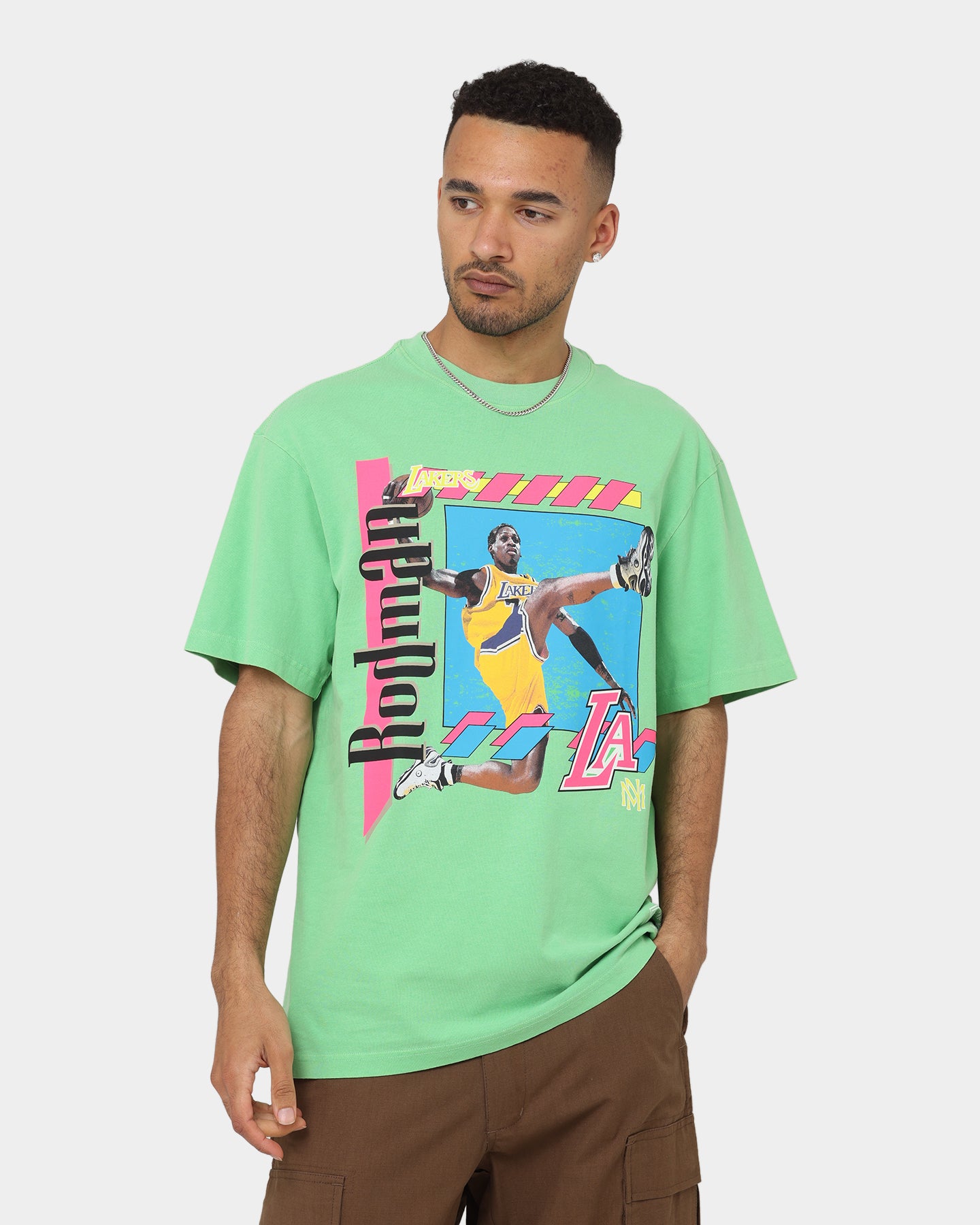 Mitchell & Ness Dennis Rodman Los Angeles Lakers Player Vibes T-Shirt Neon Green、mySite、zt4zffjzw