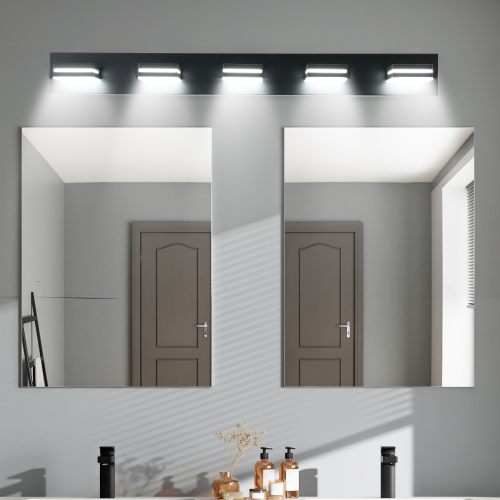 Modern Chrome LED Vanity Light, 5-Lights Wall Sconce for Bathroom and Mirror, Sleek Minimalist Design, Energy-Efficient, Easy to Install、、eastwooduniform