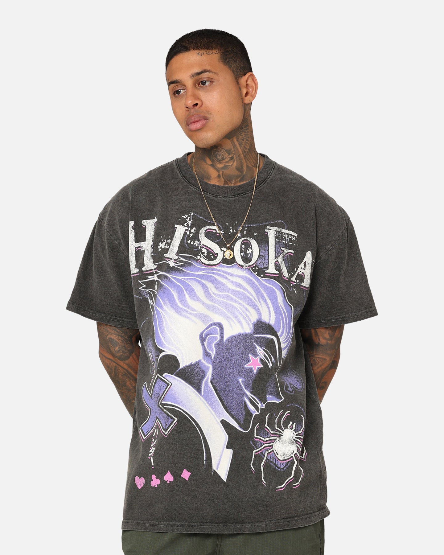 Goat Crew X Hunter X Hunter Hisoka Heavyweight Vintage T-Shirt Black Wash、mySite、zt4zffjzw