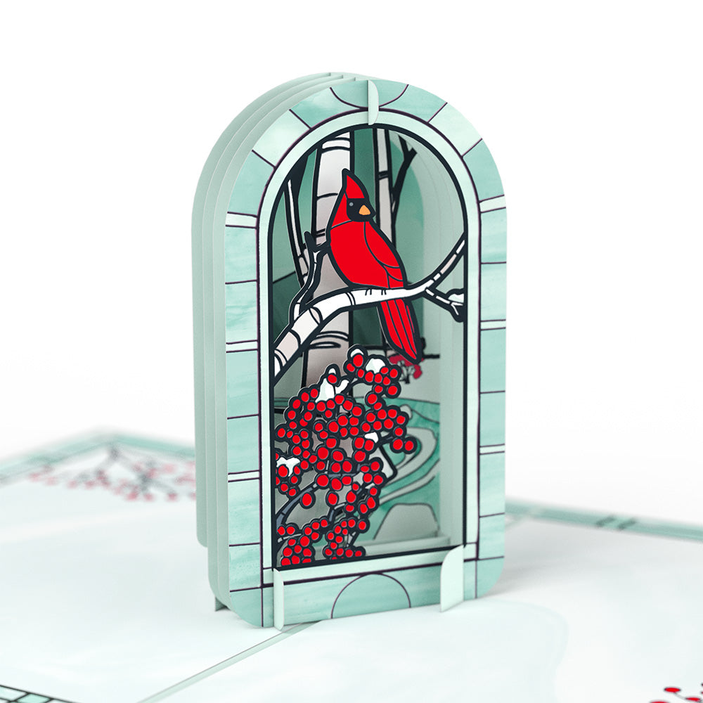 Stained Glass Winter Cardinal Pop-Up Card、mySite、solidvoid