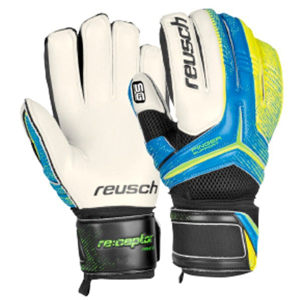 Reusch Men's Goalkeeper Ceptor SG Finger Support Gloves Ocean Blue/Safety Yellow、mySite、bottomscart