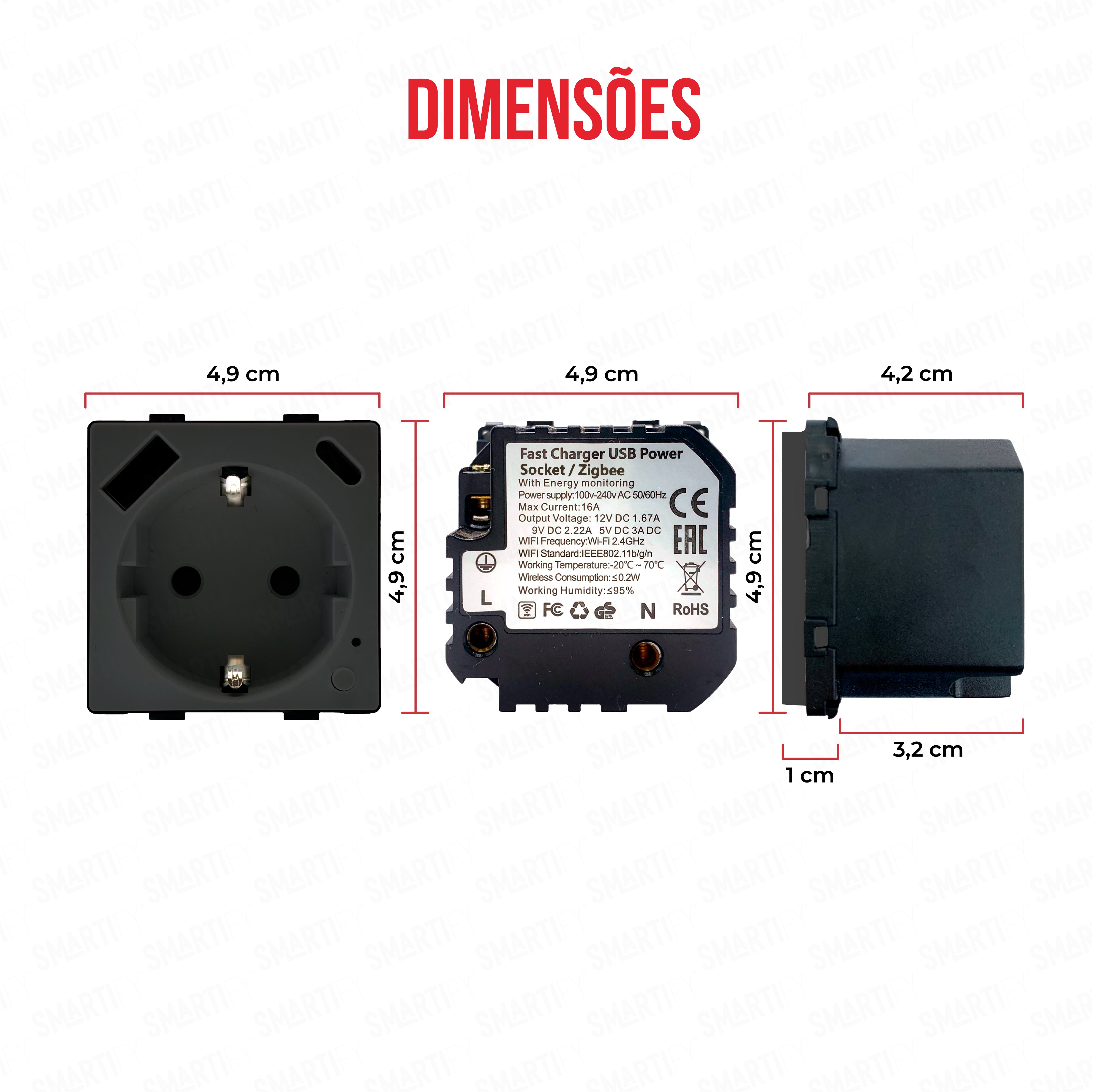 Smartify vPRO Módulo Tomada Inteligente Zigbee c/ USB-C + USB-A c/ Medidor de Energia Preto - SYPMTUEZBPR、mySite、fannypackpong