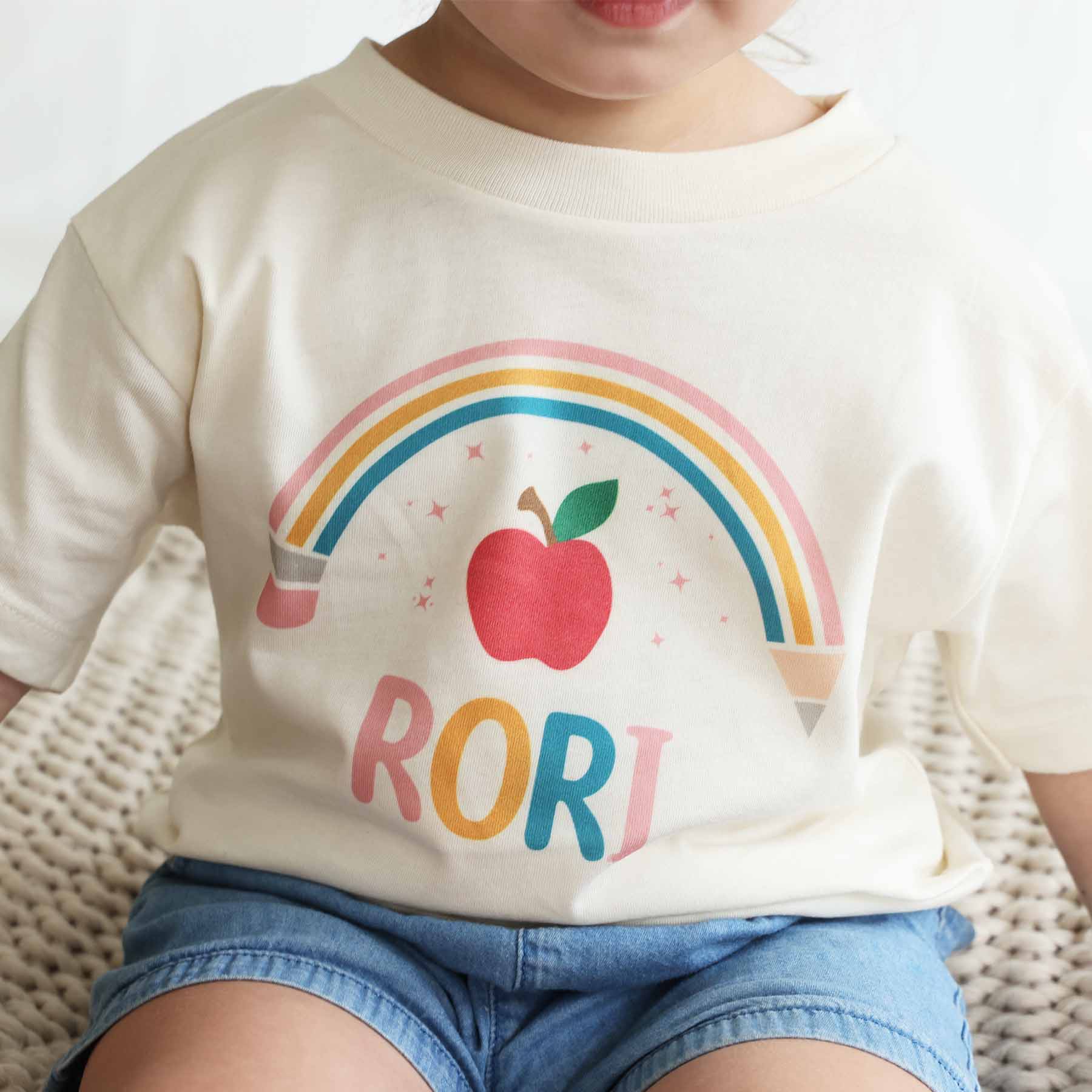  Personalized Pencil Rainbow Kids Graphic Tee | Natural、mySite、layawaytickets