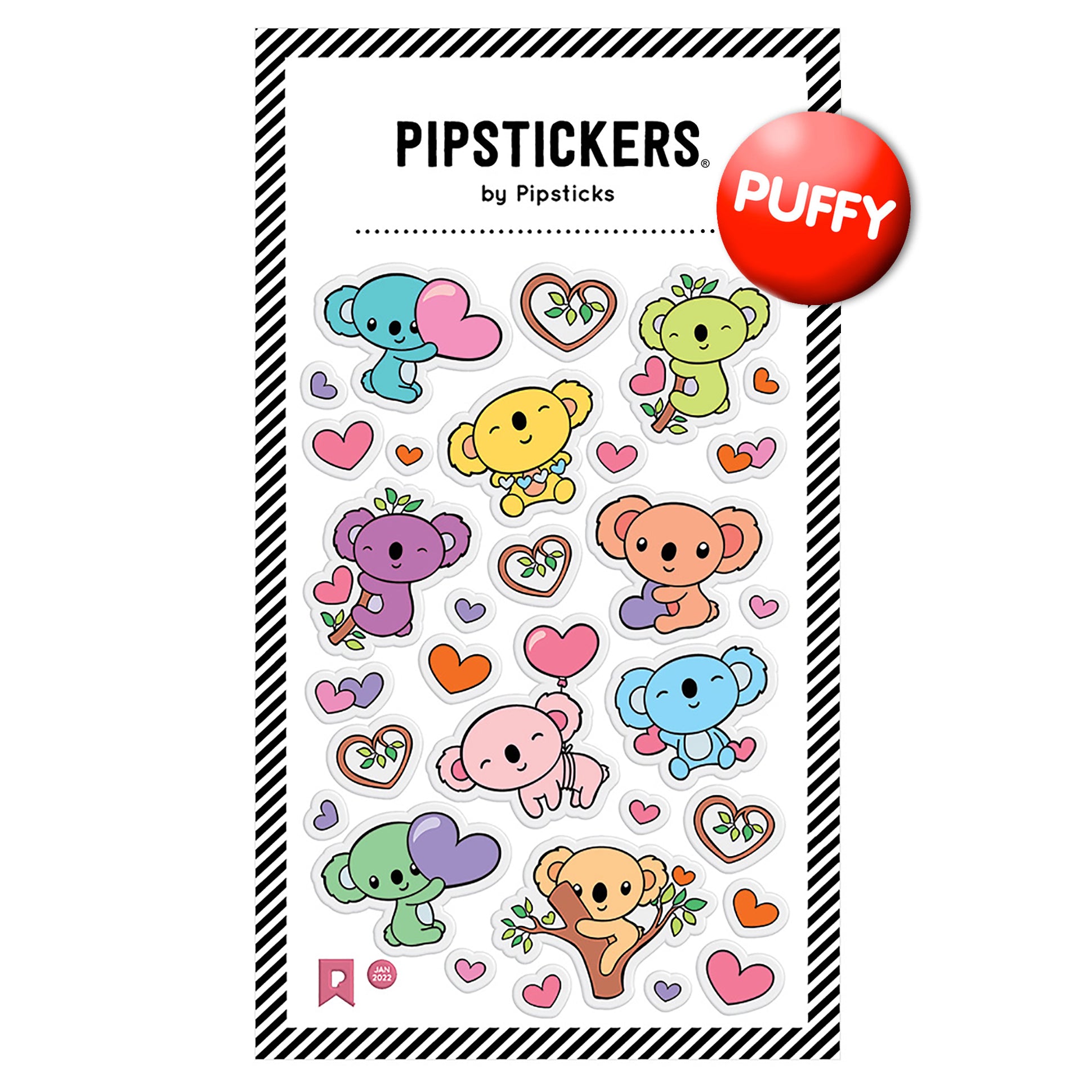  Pastel Koala Glitter Puffy Stickers、mySite、ghnorth