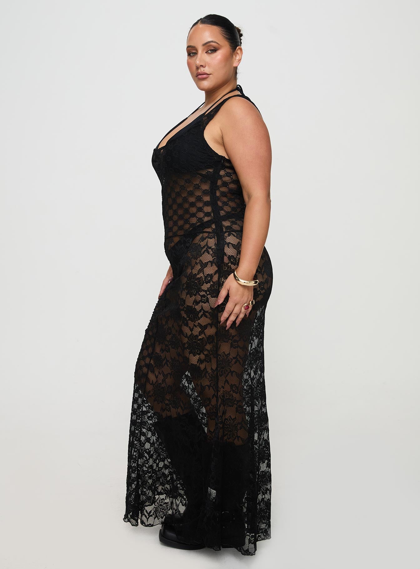 Zhara Lace Dress Black Curve、mySite、solidvoid