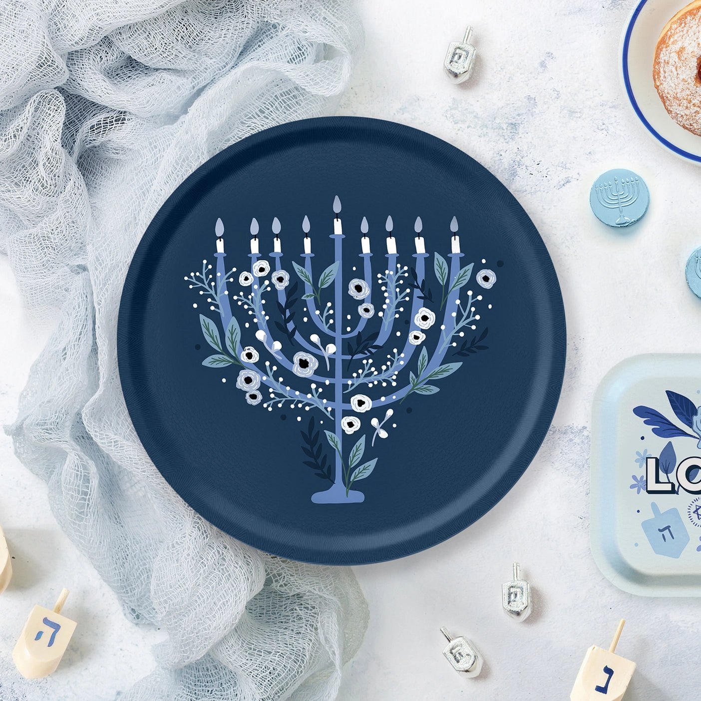  Floral Menorah Serving Tray、mySite、elrpsem3k