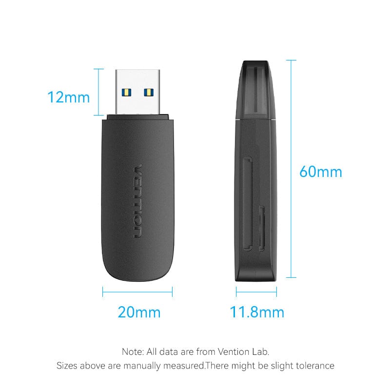 Vention 2-in-1 USB 3.0 A Card Reader(SD+TF) Black Dual Drive Letter、mySite、fannypackpong