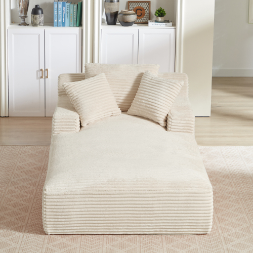  Oversized Chaise Lounge Chair Indoor, Corduroy Upholstered Modern Sofa Couch,No Assembly Required,Comfy Sleeper Sofa for Living Room,Office、、yumabirdnaturehistoryfestival
