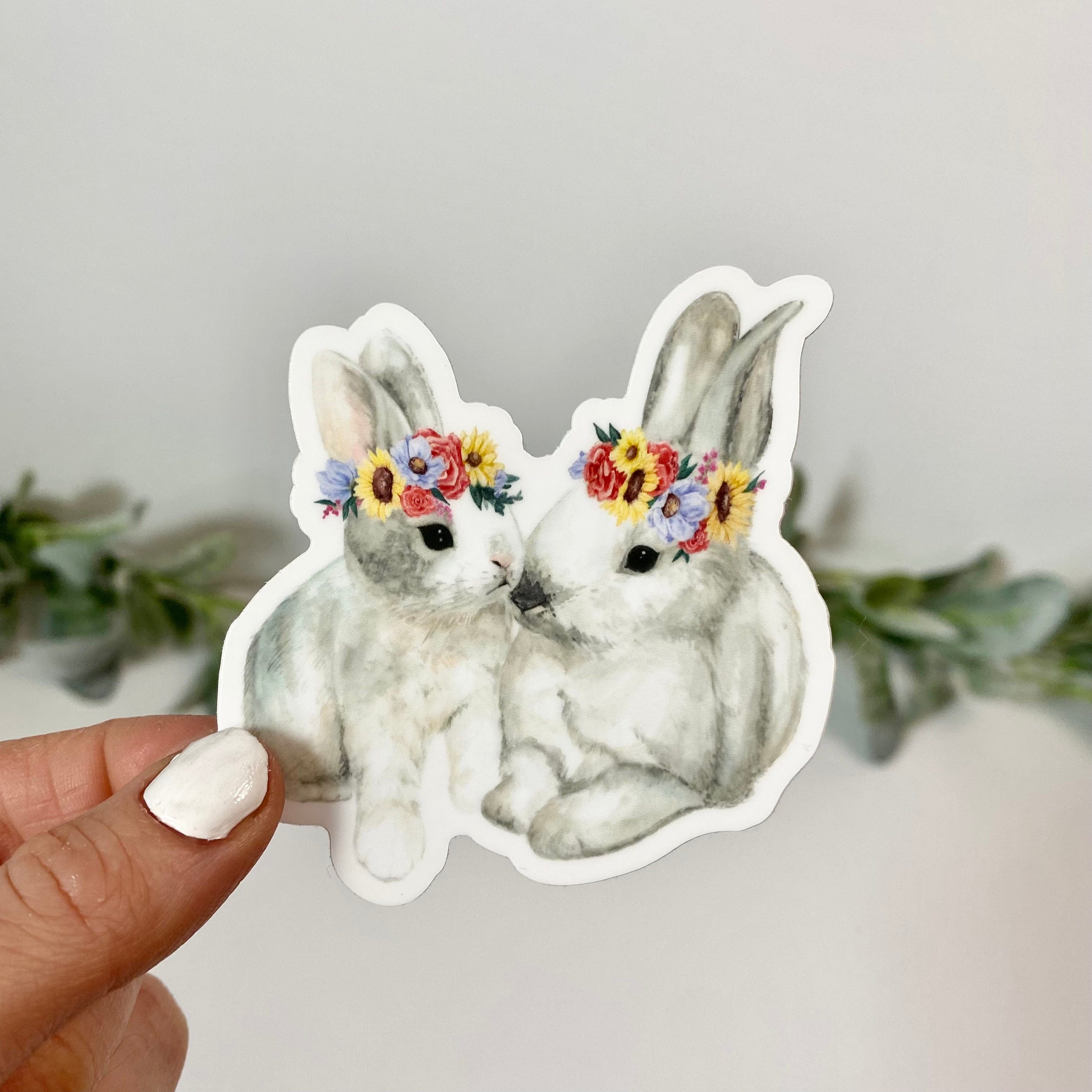  Bunnies With Flower Crowns Sticker、mySite、elrpsem3k