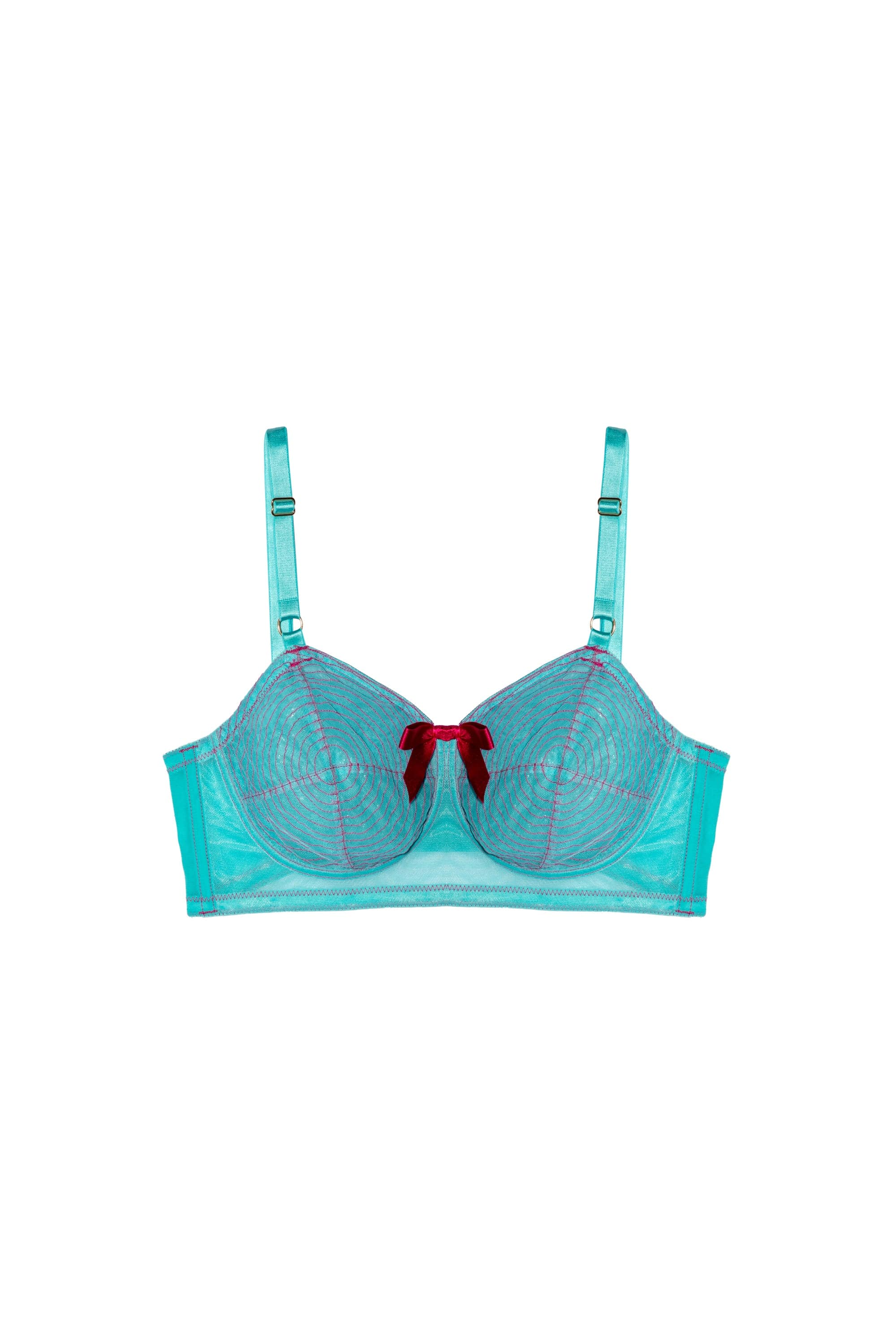 Cleo Contrast Stitch Mesh Spiral Retro Bra、mySite、bengalsvssteelers