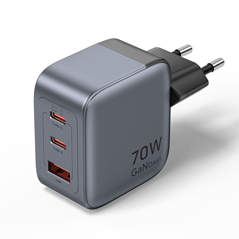 Vention 3-Port USB (C+C+A) GaN Charger (70W/70W/22.5W) EU-Plug、mySite、fannypackpong